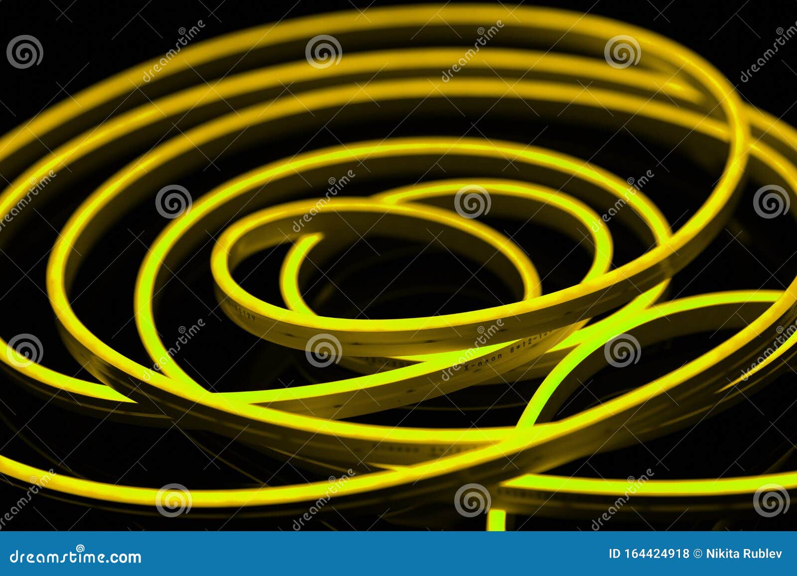 Yellow Flexible Led Tape Neon Flex on Black Background Stock Photo ...