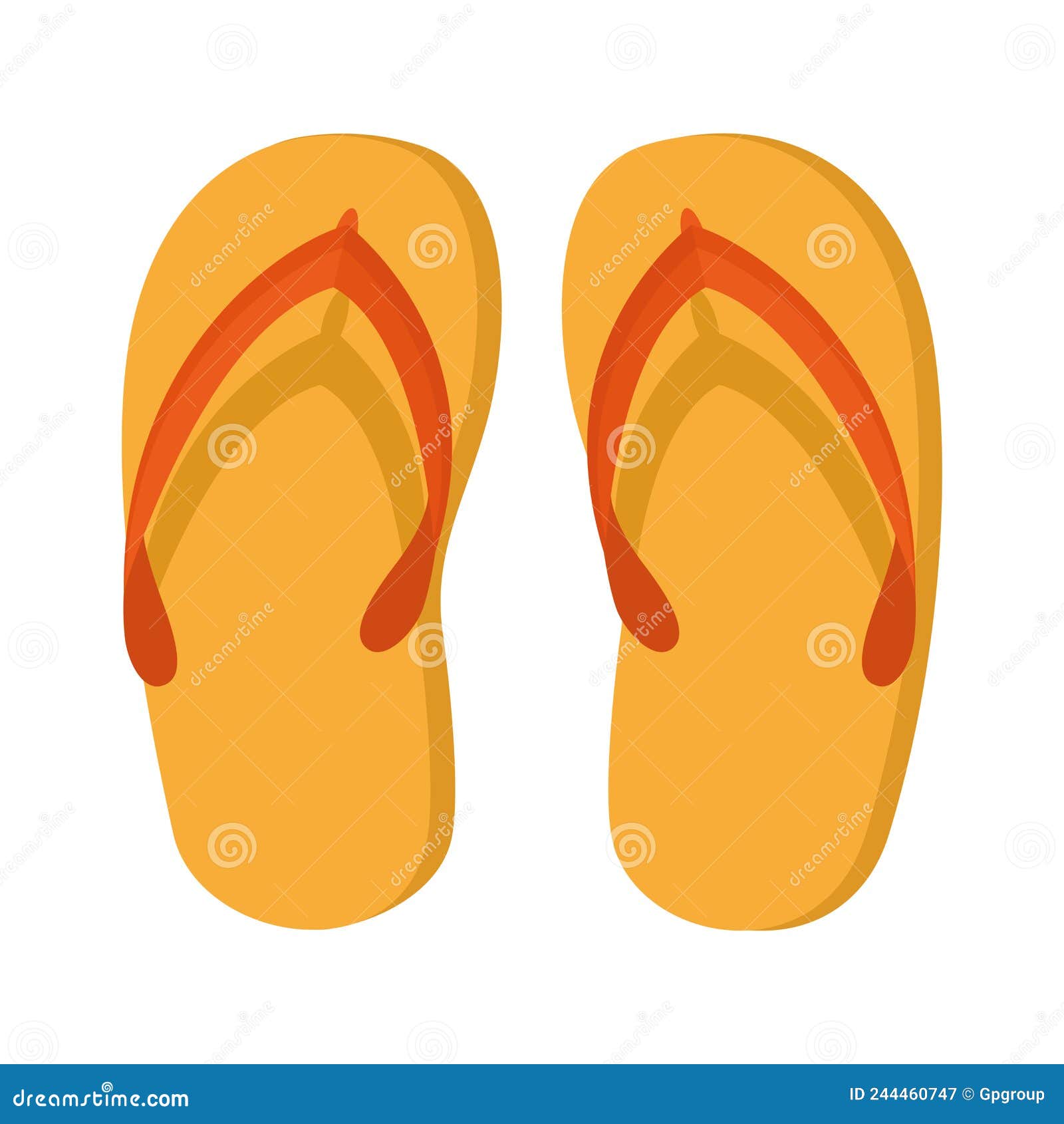 Yellow flip flops stock vector. Illustration of yellow - 244460747