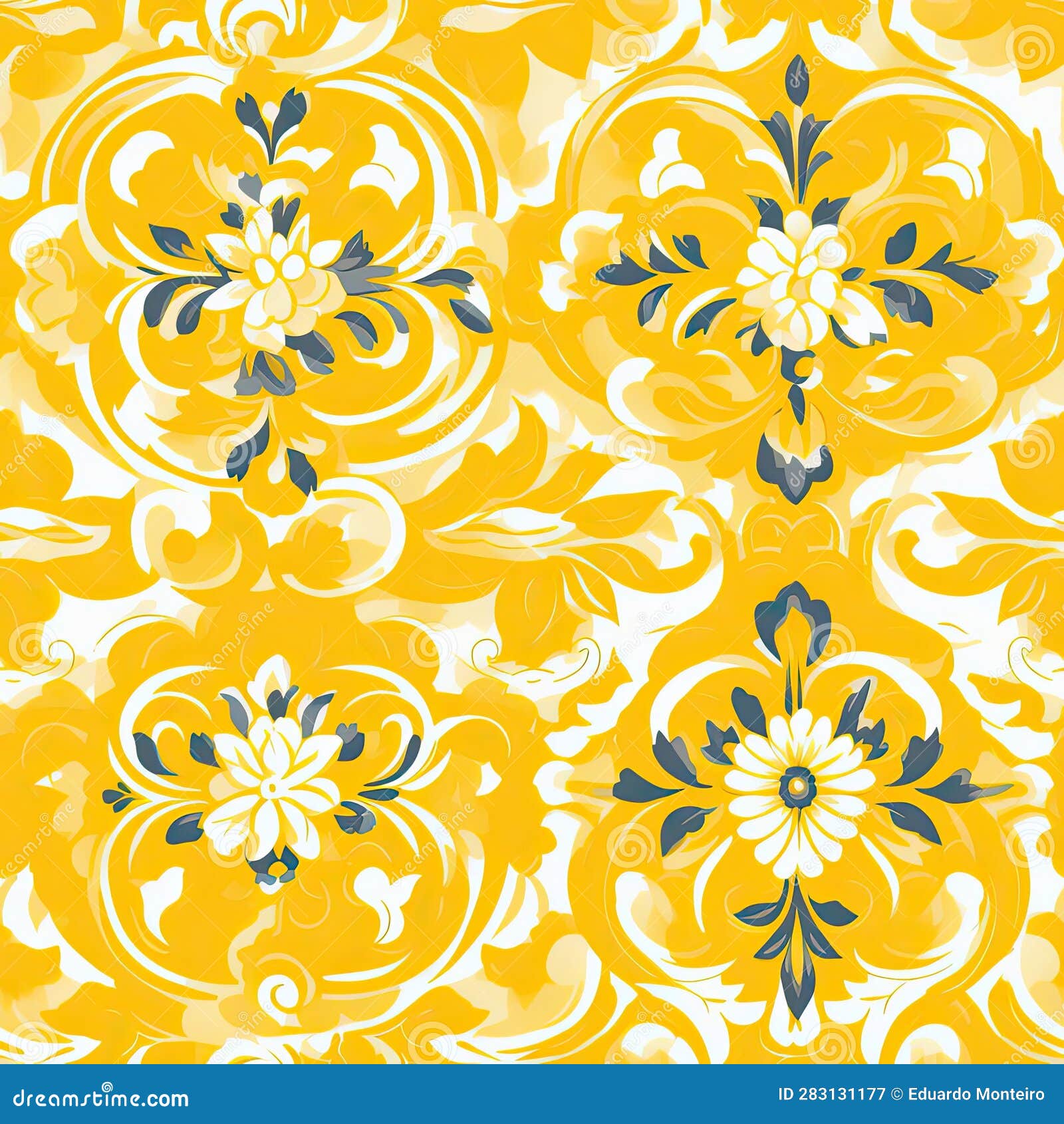 Yellow Floral Wallpapers with Ornate Designs and Patterns (tiled Stock