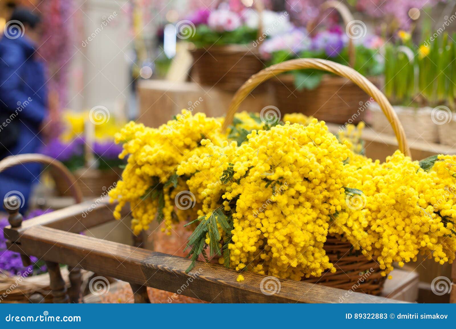 Yellow Flowers in a Basket Spring Summer Stock Image Image of gift