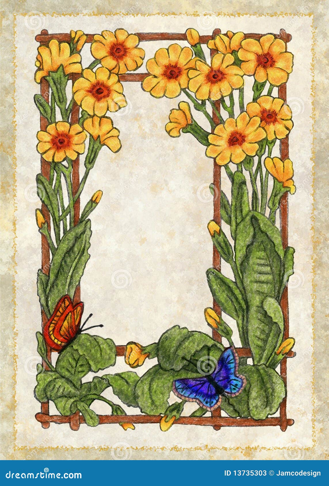 Yellow Flowers Frame stock illustration. Illustration of nature 13735303
