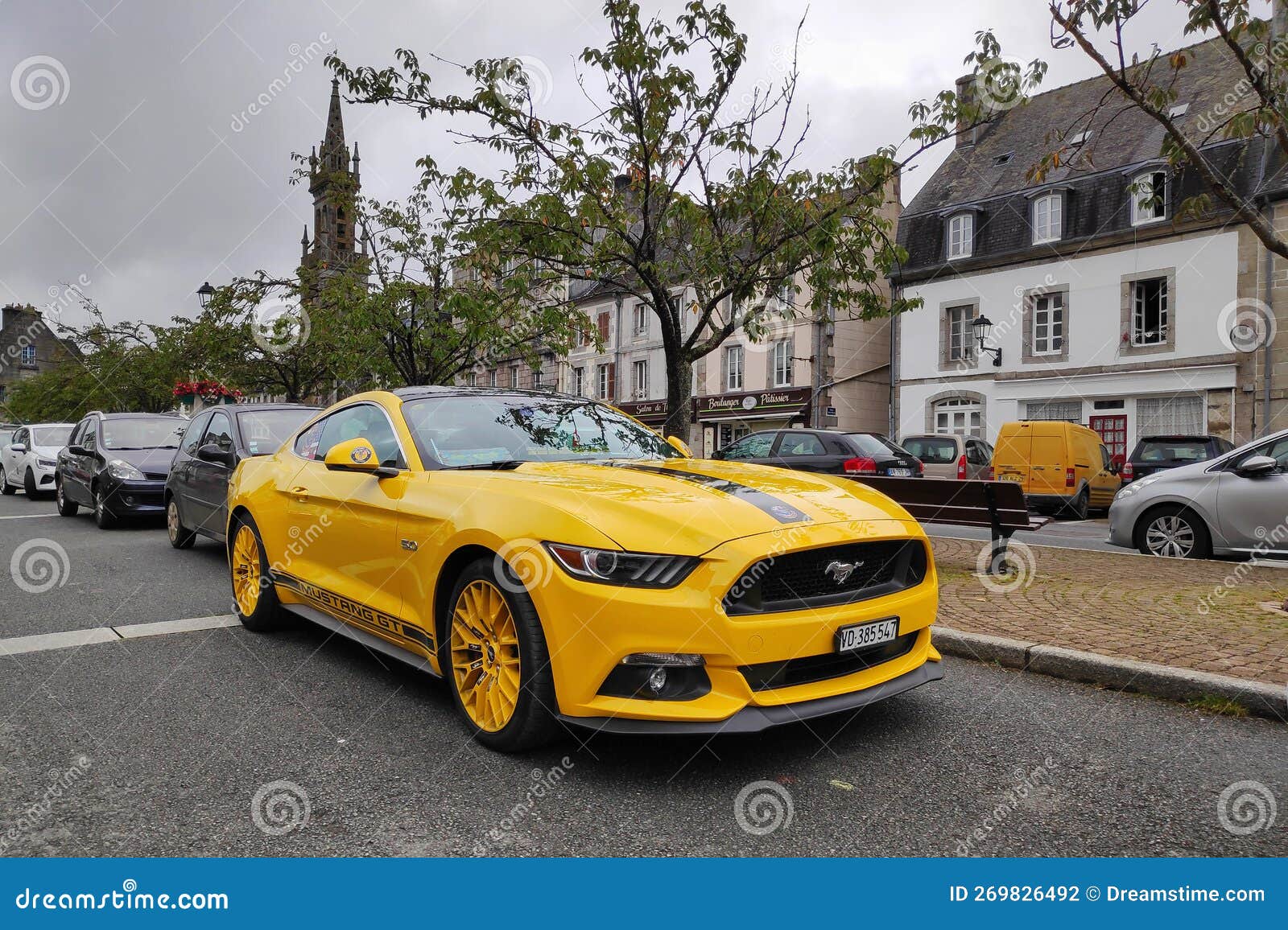 Yellow Ford Mustang GT 5.0 editorial photography. Image of mustang