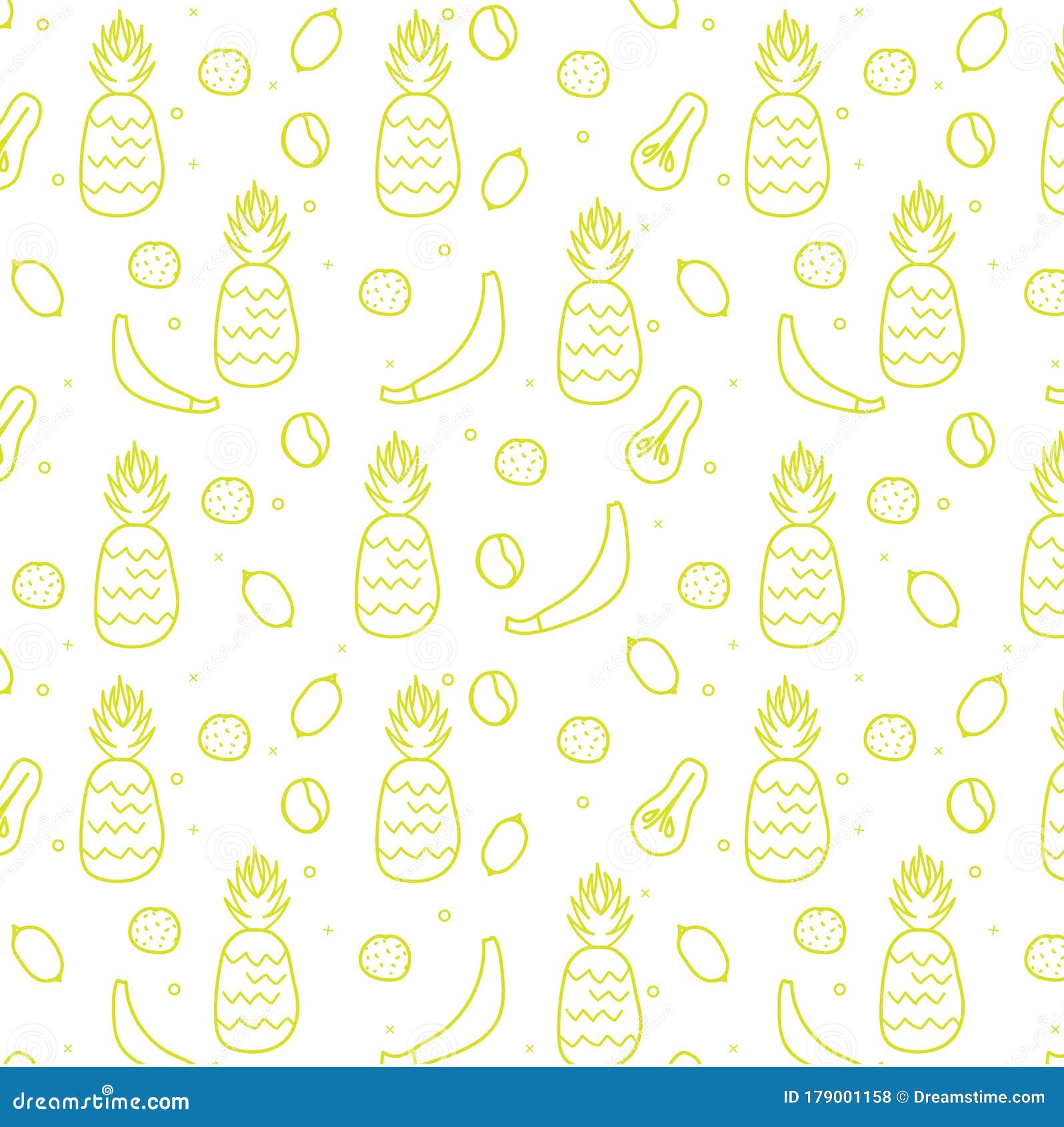 Yellow Fruits Pattern Hand Draw White Backgrownd Stock Vector