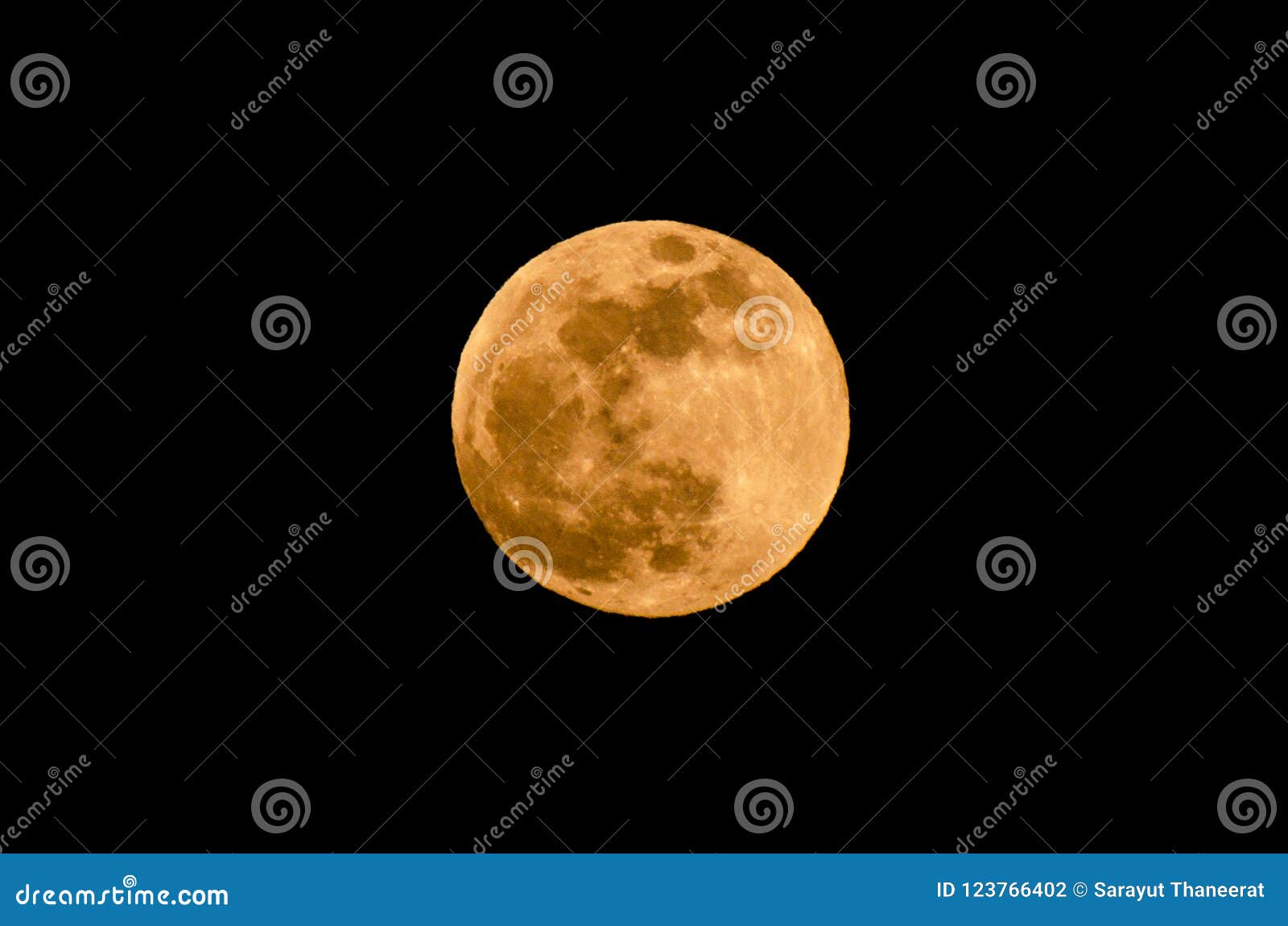 The Yellow Full Moon on Black Background Stock Photo - Image of cycle ...