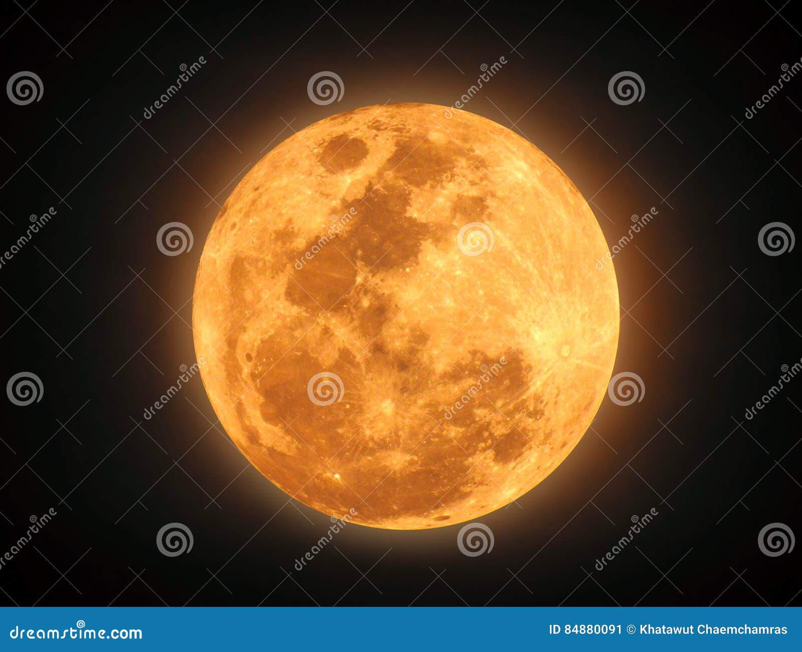 The Yellow Full Moon on Black Background Stock Image - Image of moon ...