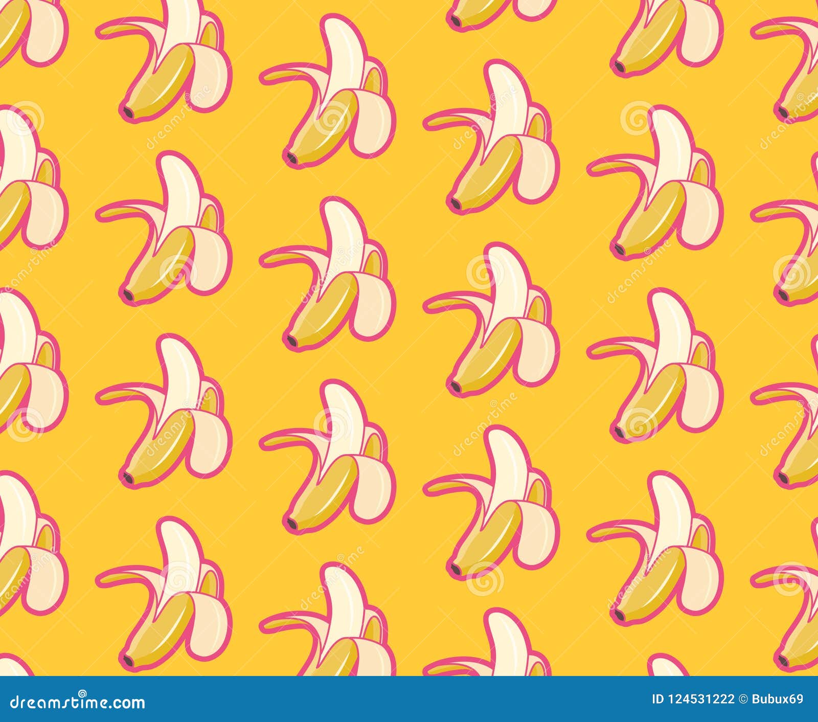 Yellow Funky Banana Wallpaper with Pink Outline, Vector Illustration Stock  Illustration - Illustration of object, graphic: 124531222