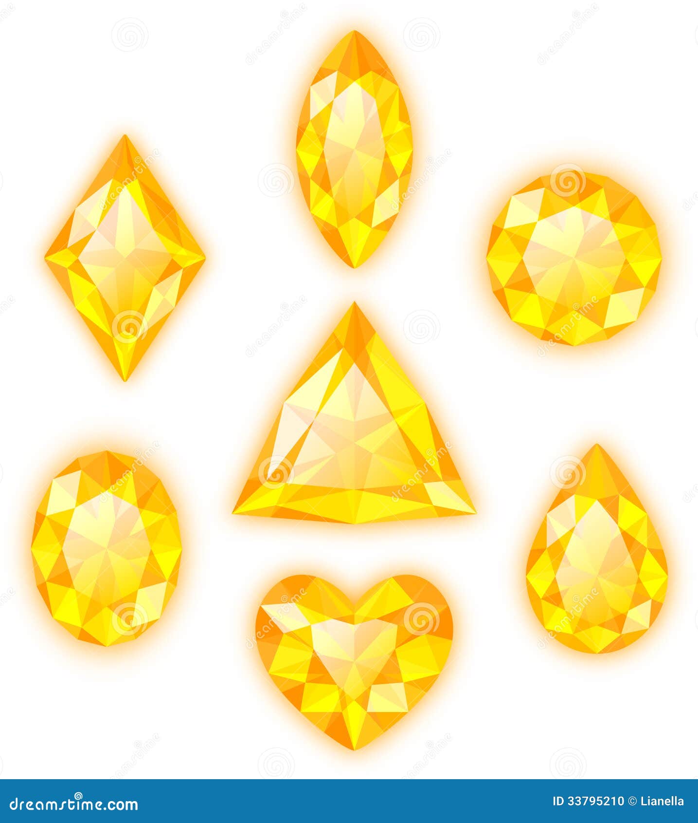 Yellow gems on white stock vector. Illustration of bright 33795210
