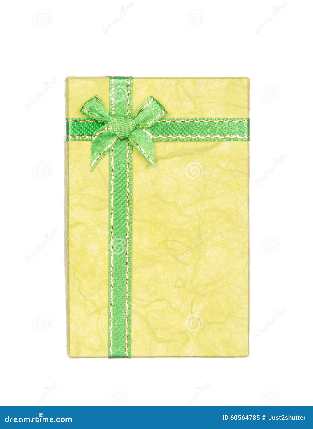 Yellow Gift Box with Ribbon and Bow Isolated on White Stock Image