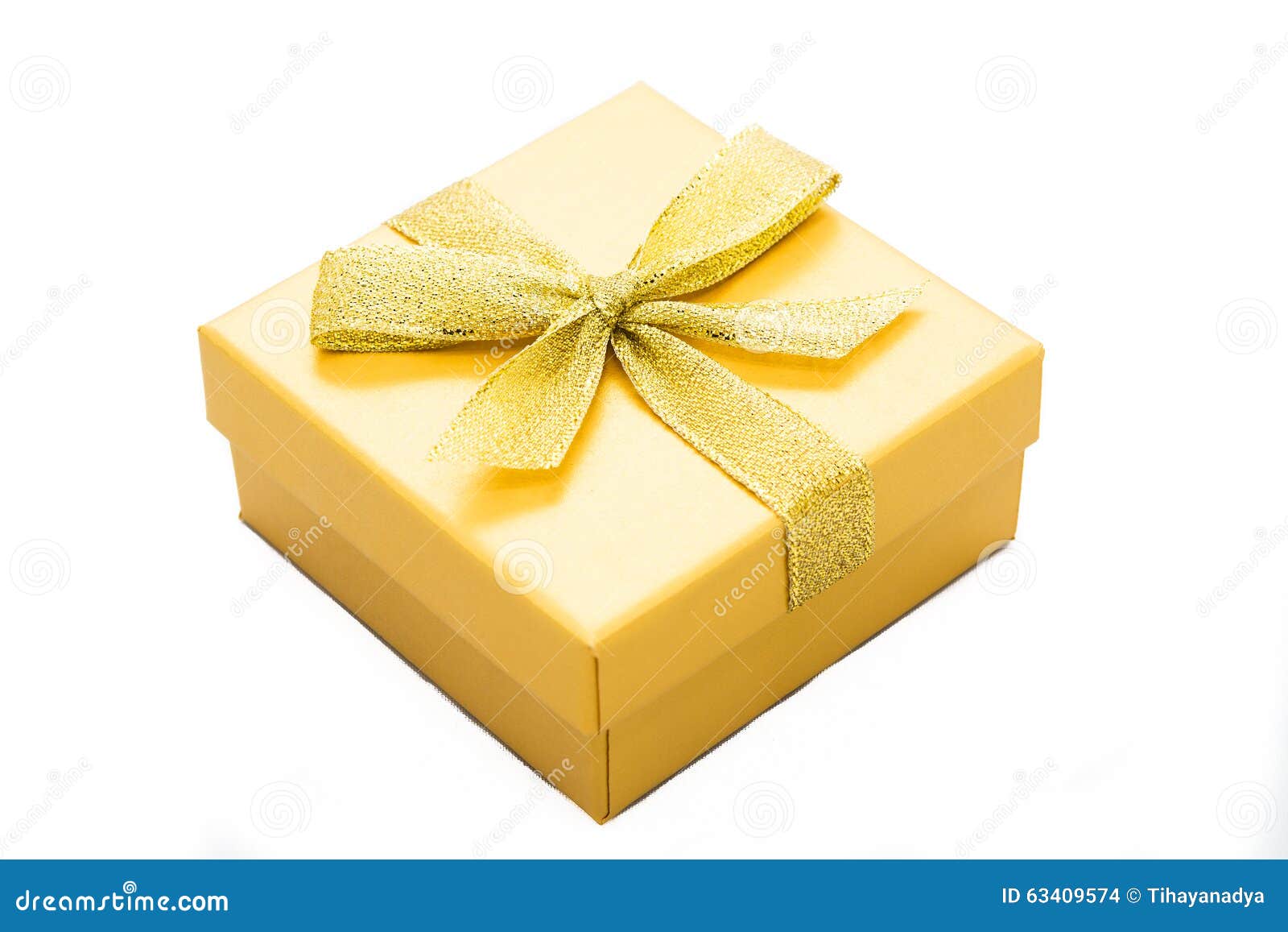 Yellow Gift Box with Ribbon Isolated Stock Photo Image of happy