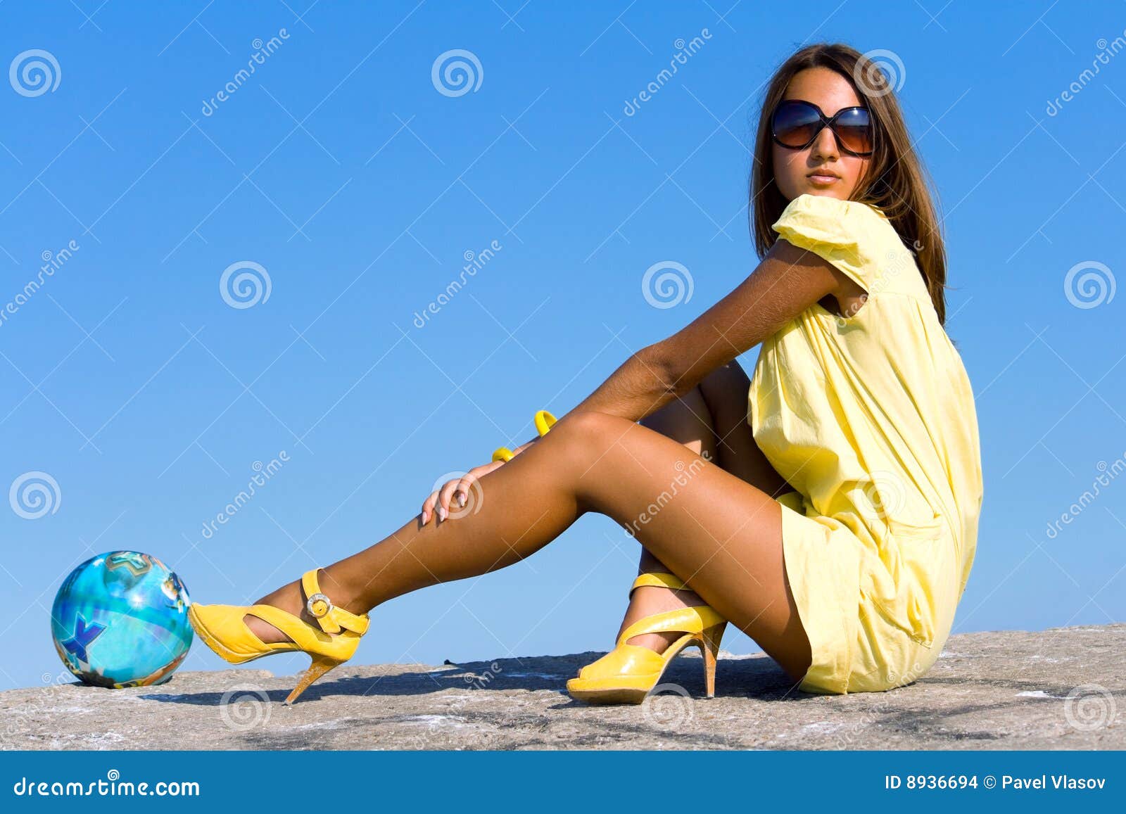 Yellow girl stock photo. Image of model, alluring, person 8936694