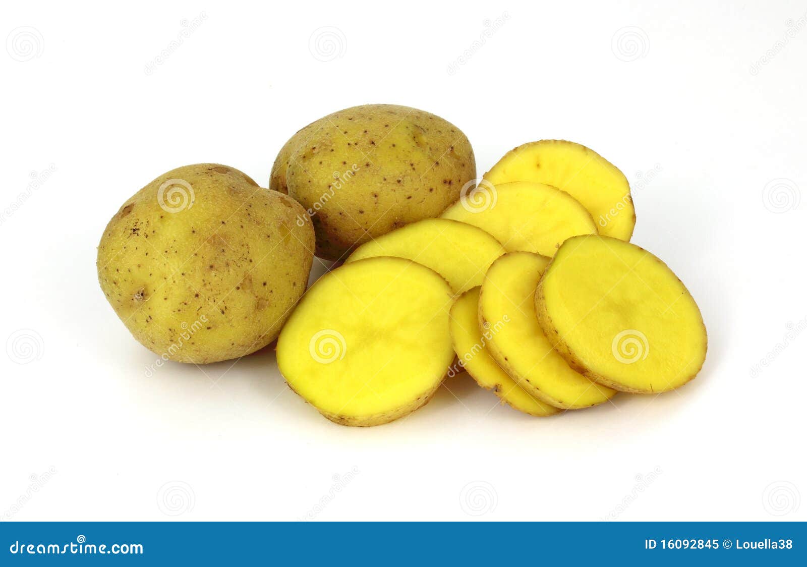Yellow Gold Potato and Slices Stock Image - Image of nutritious, food