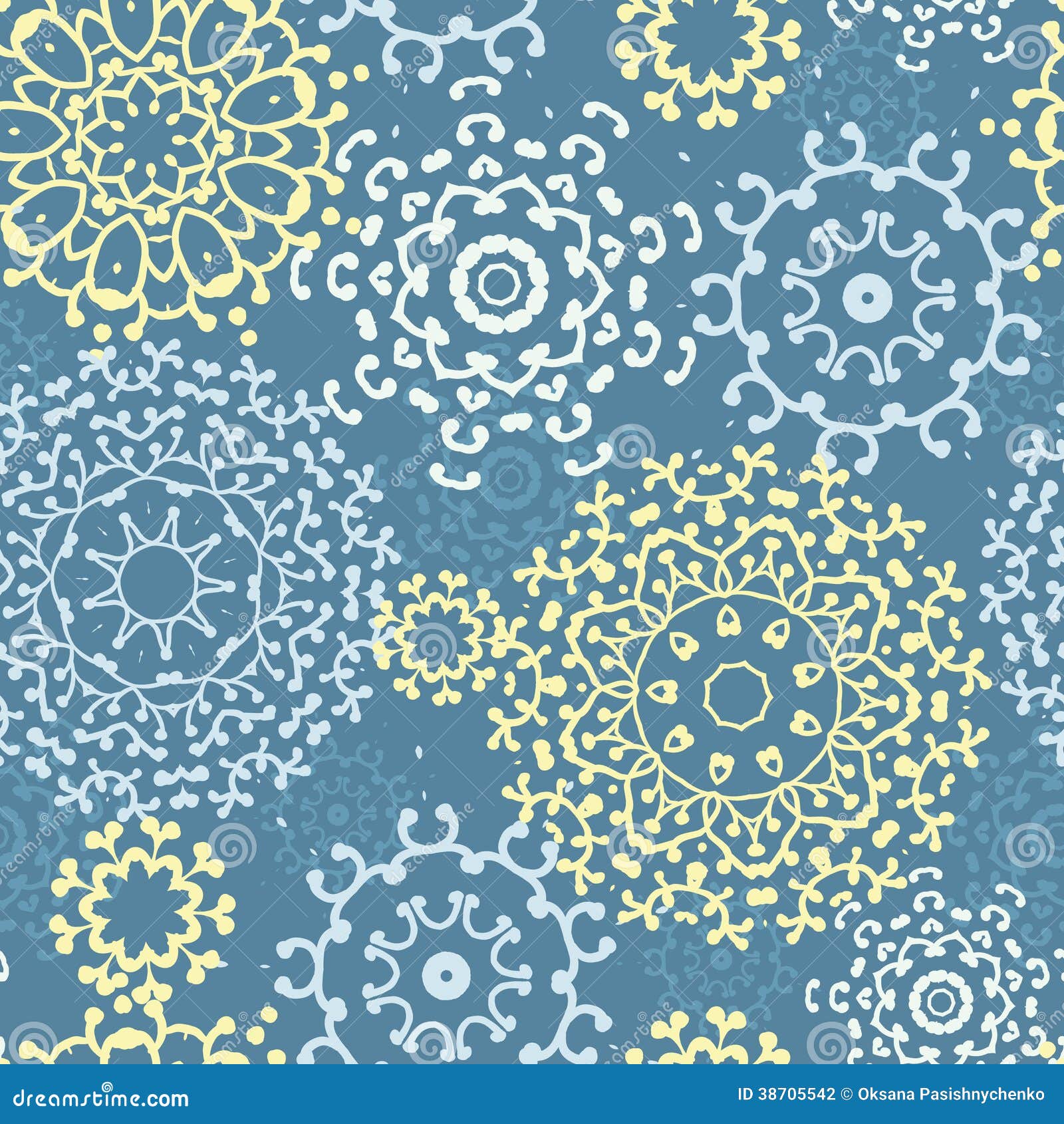 yellow gray abstract mandalas seamless pattern background