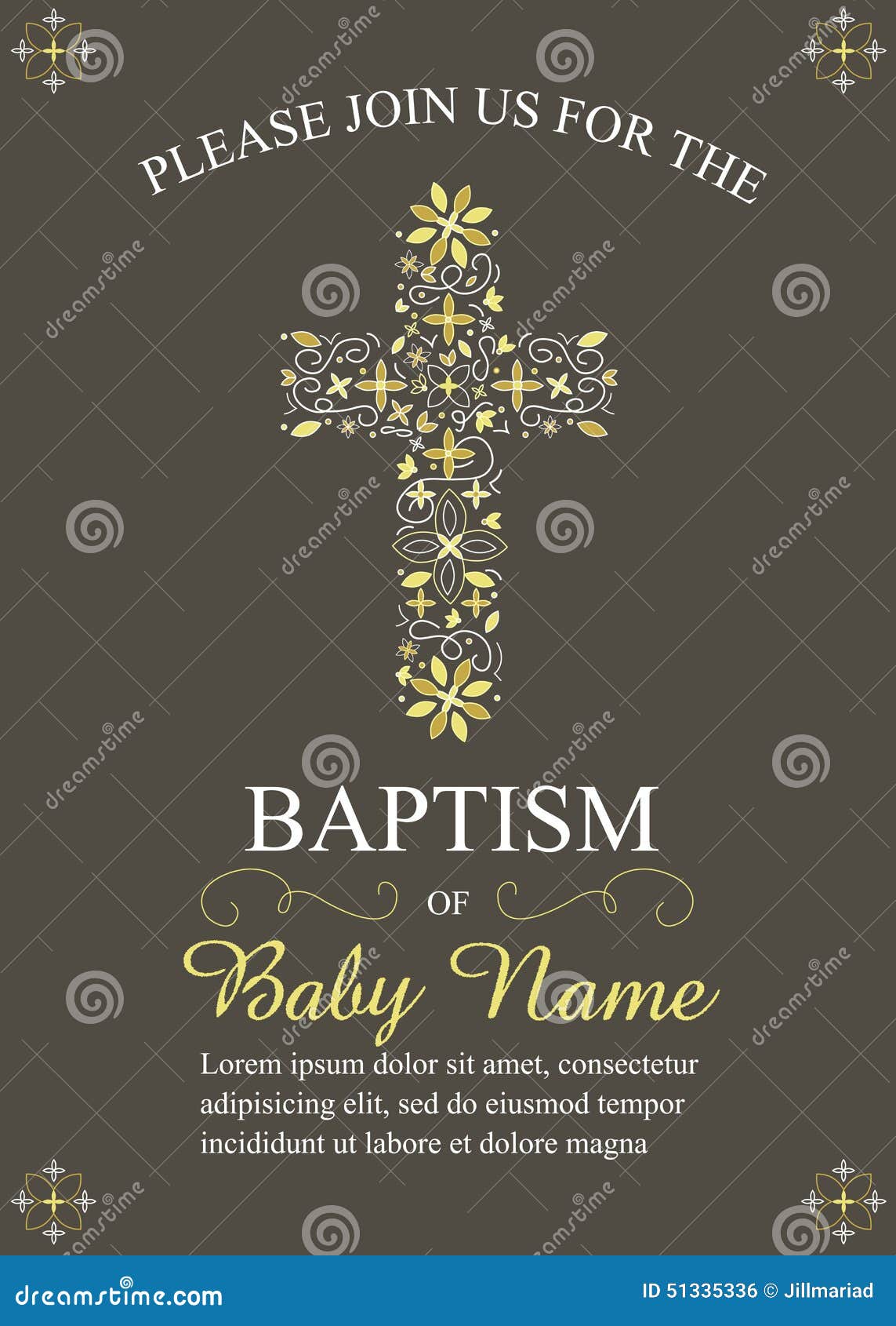Yellow And Gray Baptism/Christening/First Communion 