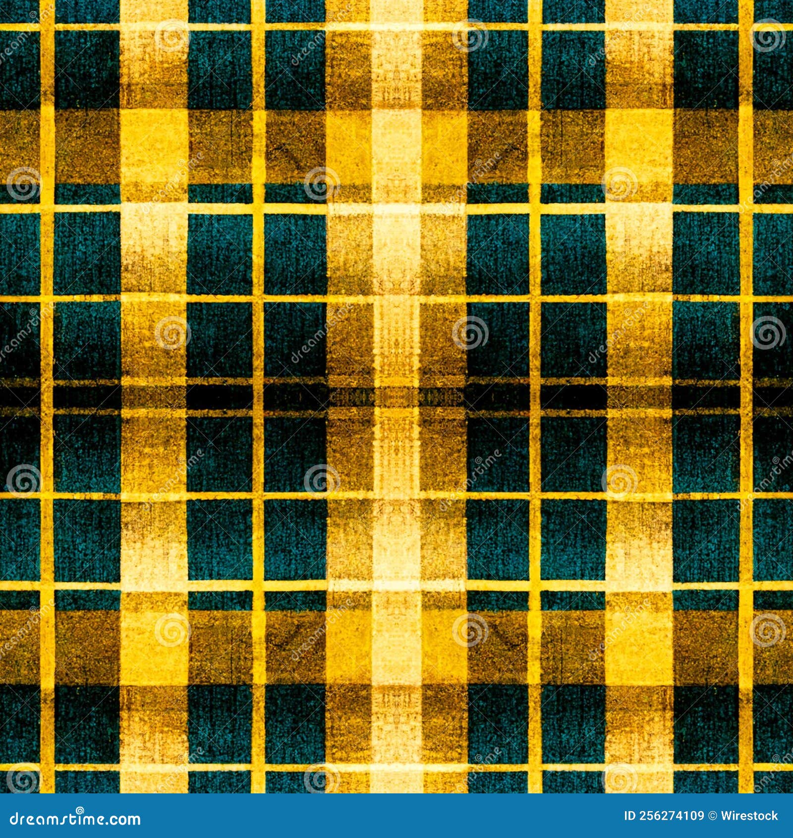 Yellow and Green Design of Tartan Plaid Seamless Pattern Stock
