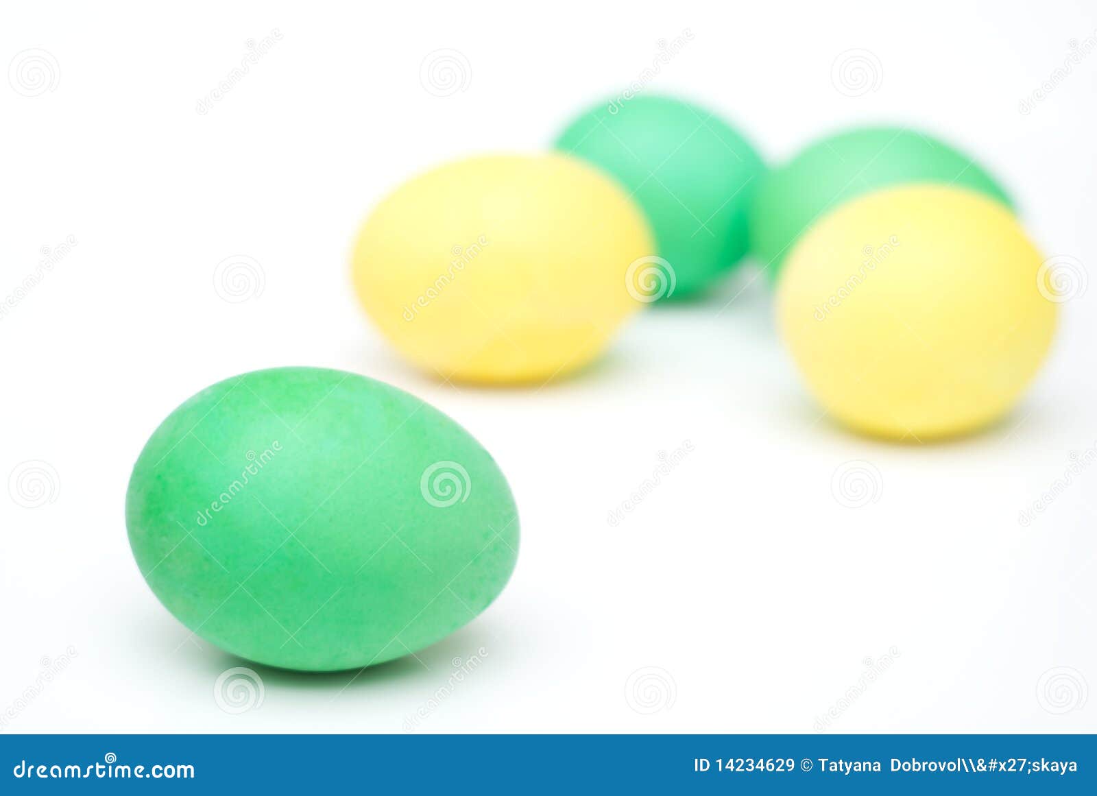 Yellow and Green Easter Eggs Isolated on White Stock Image Image of