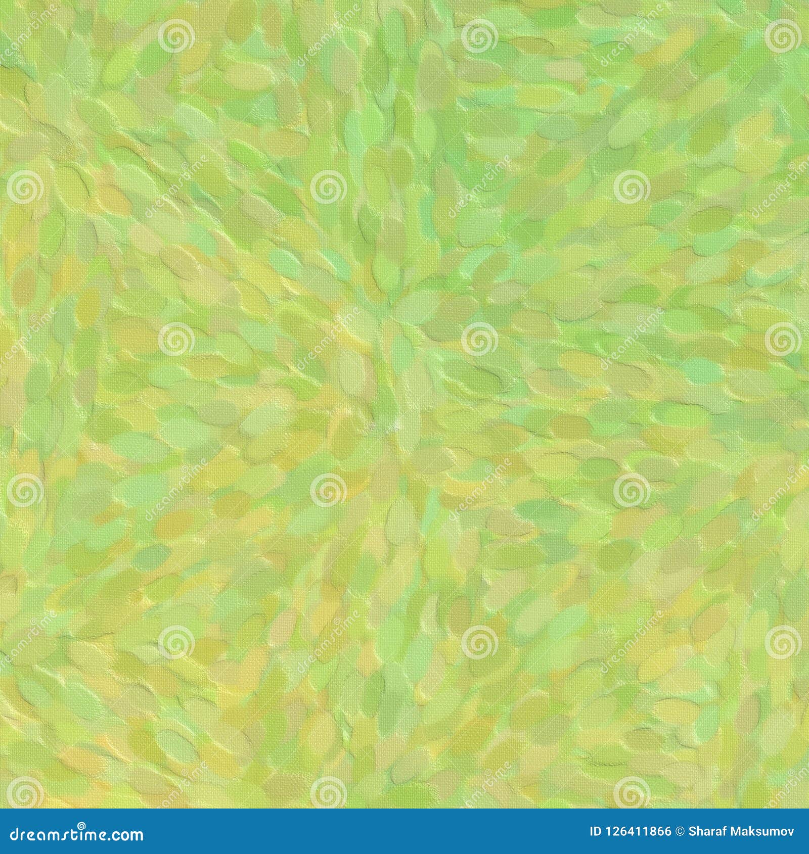 Yellow and Green Long Dots Pointillism in Square Shape Background