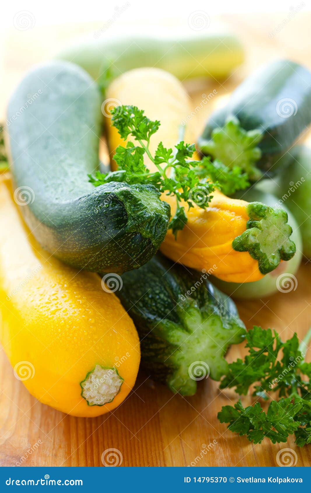 Yellow and green zucchini stock photo. Image of food 14795370