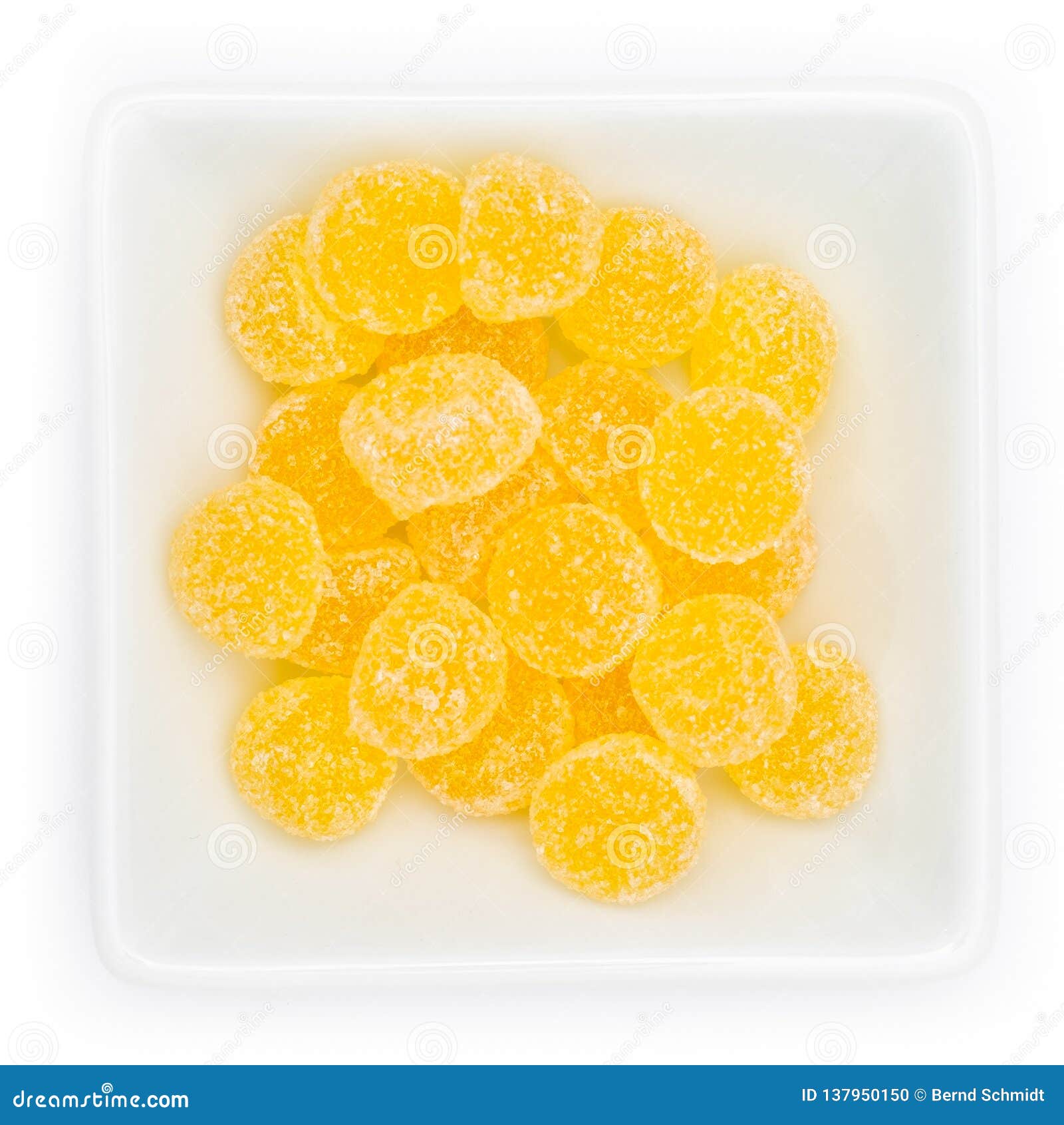 Yellow Gum Drops in a White Bowl Stock Photo Image of snack, lemon 137950150