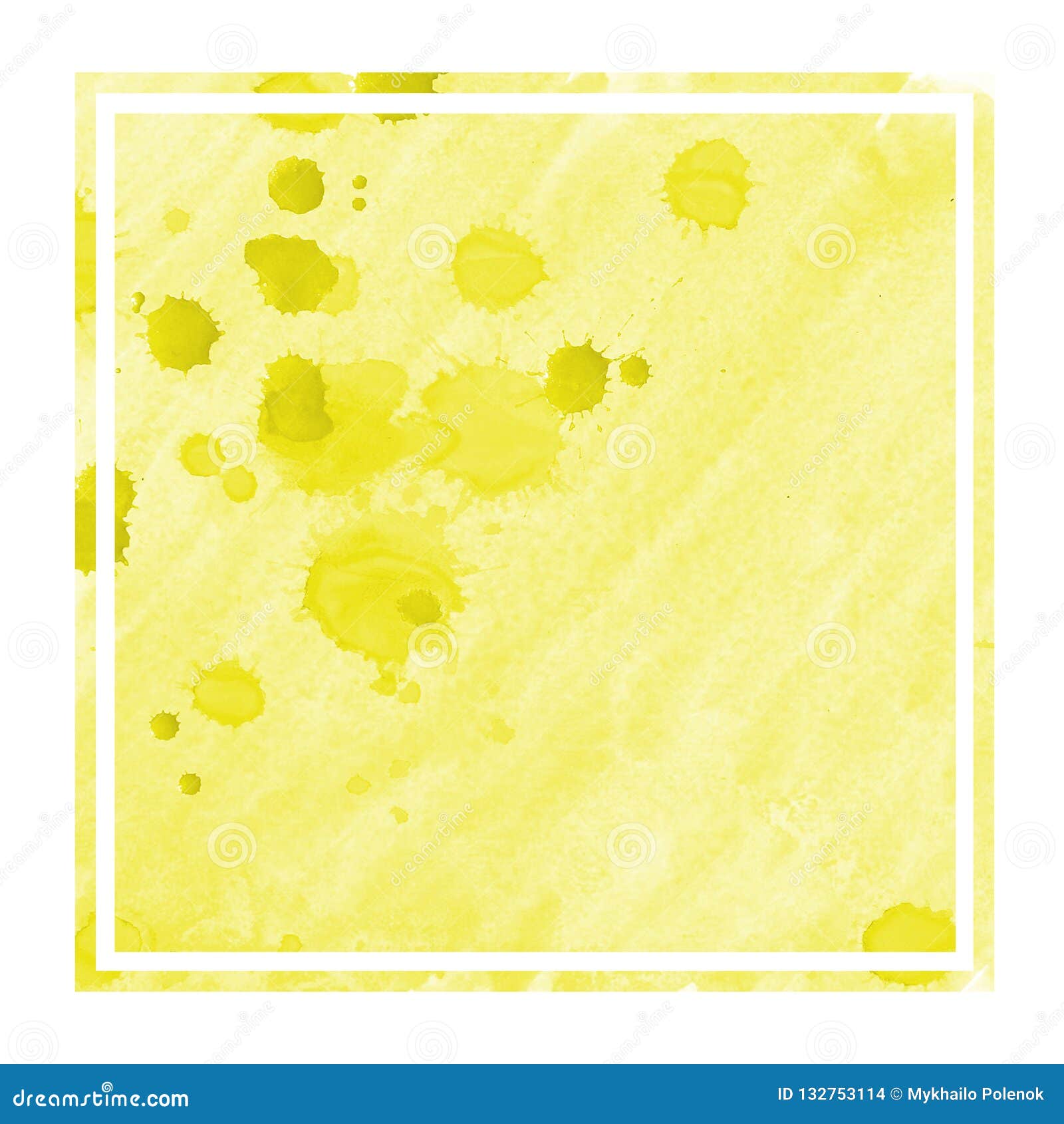 Yellow Hand Drawn Watercolor Rectangular Frame Background Texture with ...