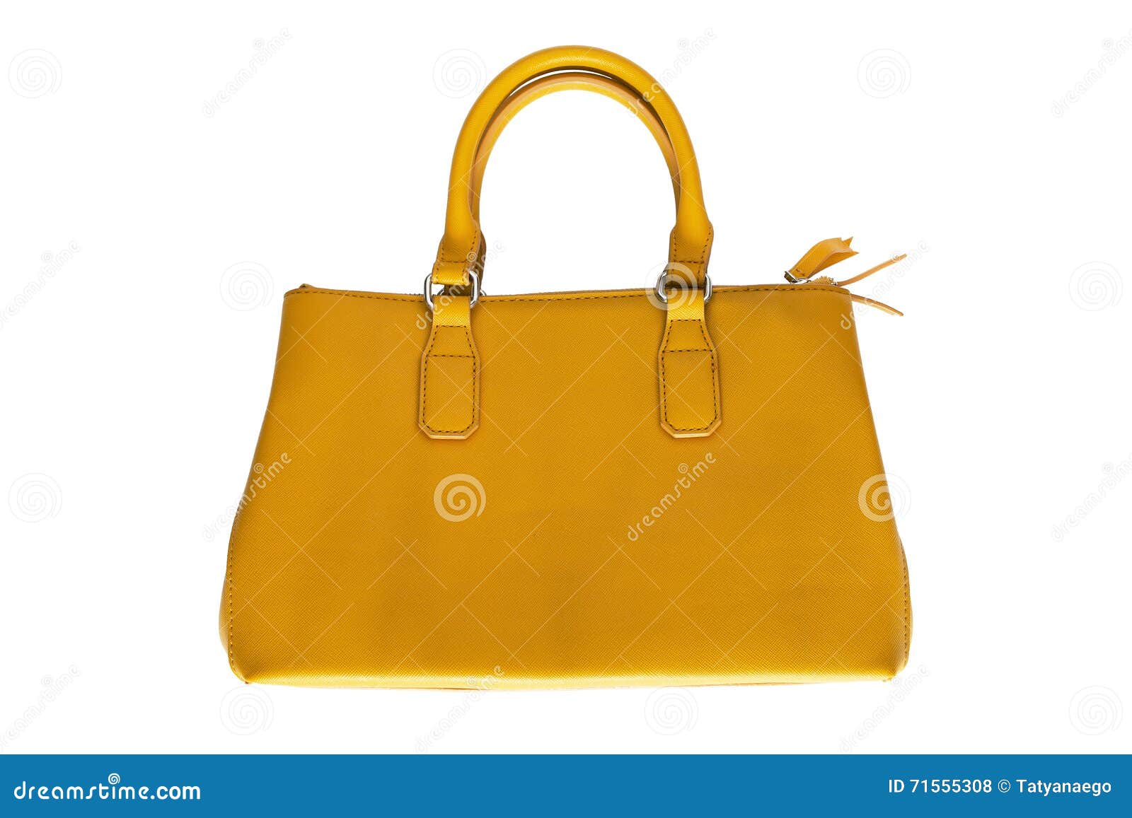 Yellow handbag isolated stock photo. Image of stylish 71555308