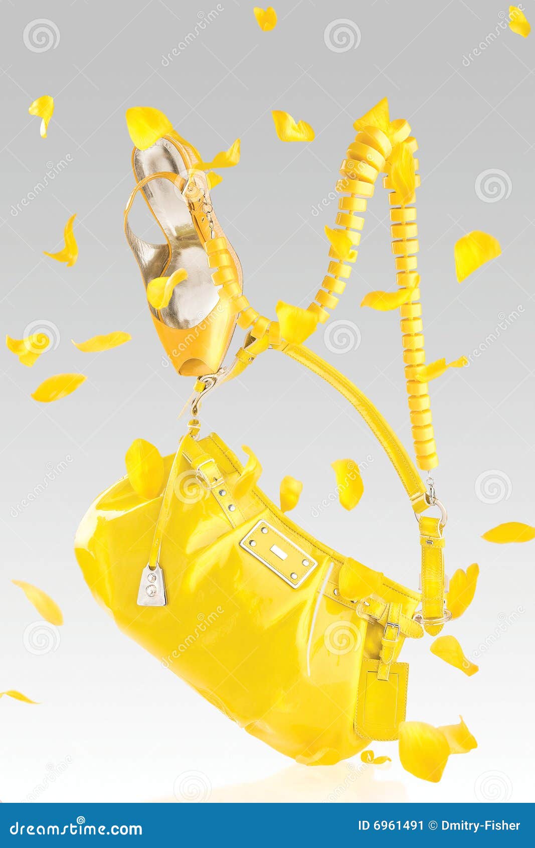 Yellow handbag and pumps stock image. Image of handbag 6961491