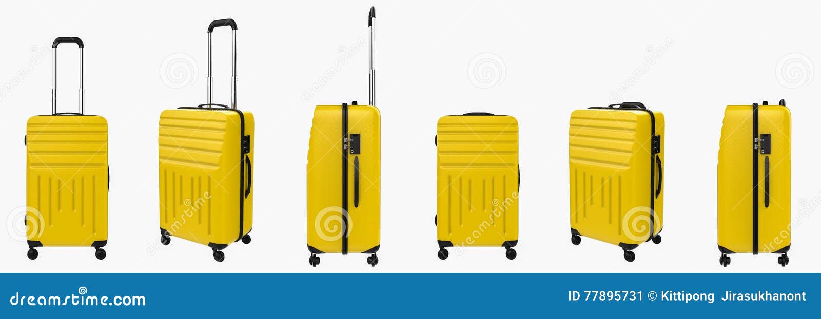 Yellow Hard Case Luggage Isolated on White Stock Image Image of