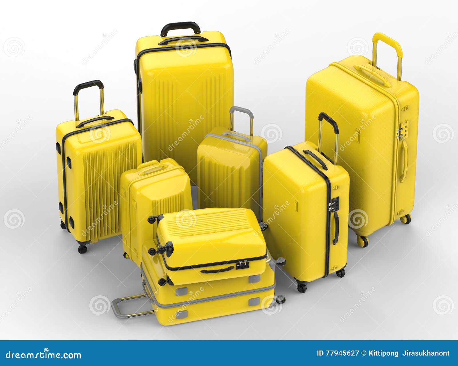 Yellow hard case luggages stock illustration. Illustration of baggage