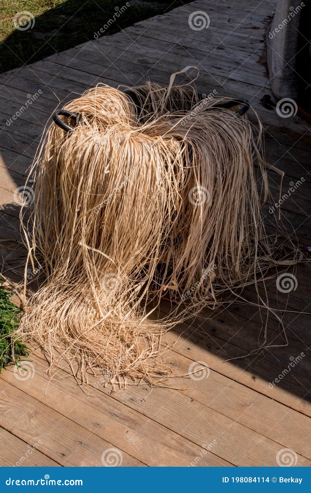 Yellow Hay in a Small Basket on Display Stock Photo Image of summer