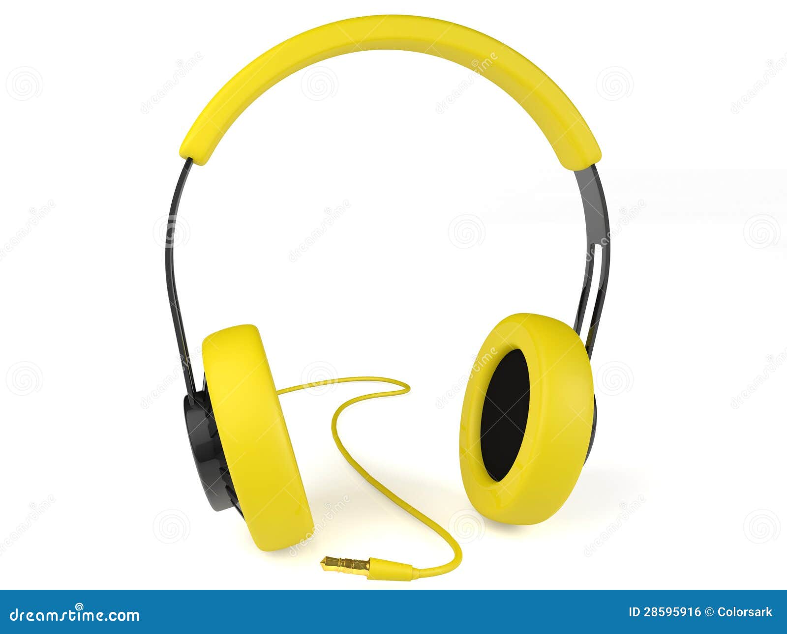 Yellow headphones 3D. Icon stock illustration. Illustration of black