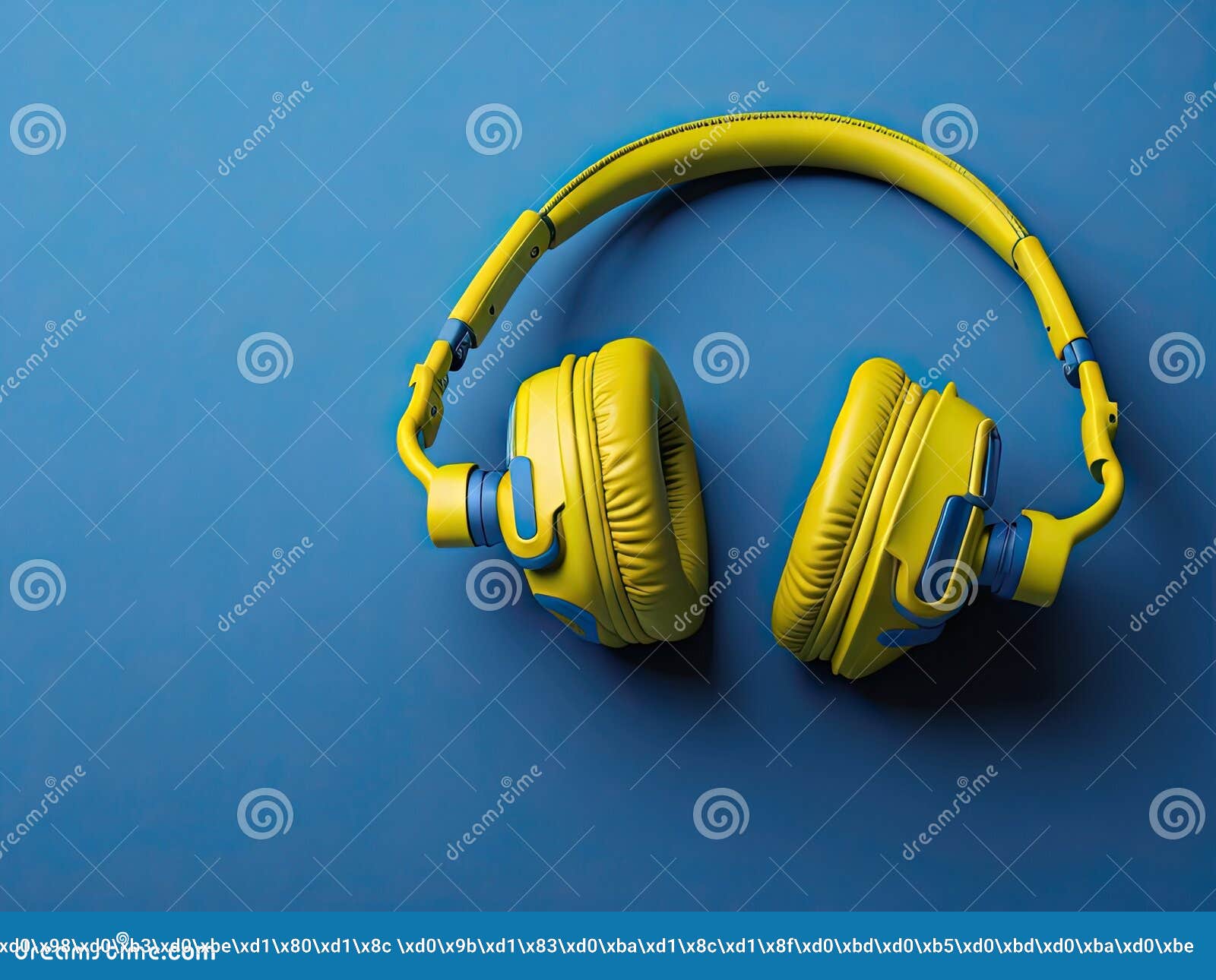Yellow Headphones on Blue Background. Ai Generative Stock Illustration Illustration of vibrant