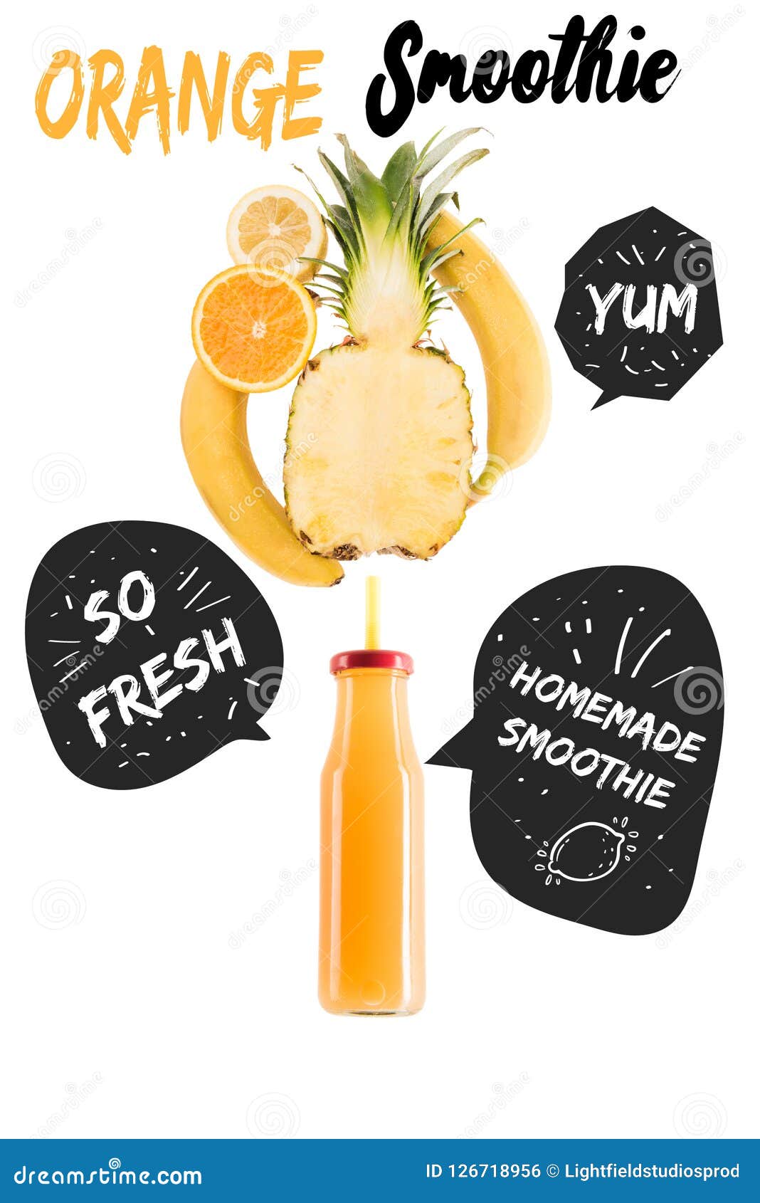 Download Yellow Healthy Smoothie Fruits In Glass Bottle Stock Photo Image Of Smoothie Straw 126718956 Yellowimages Mockups