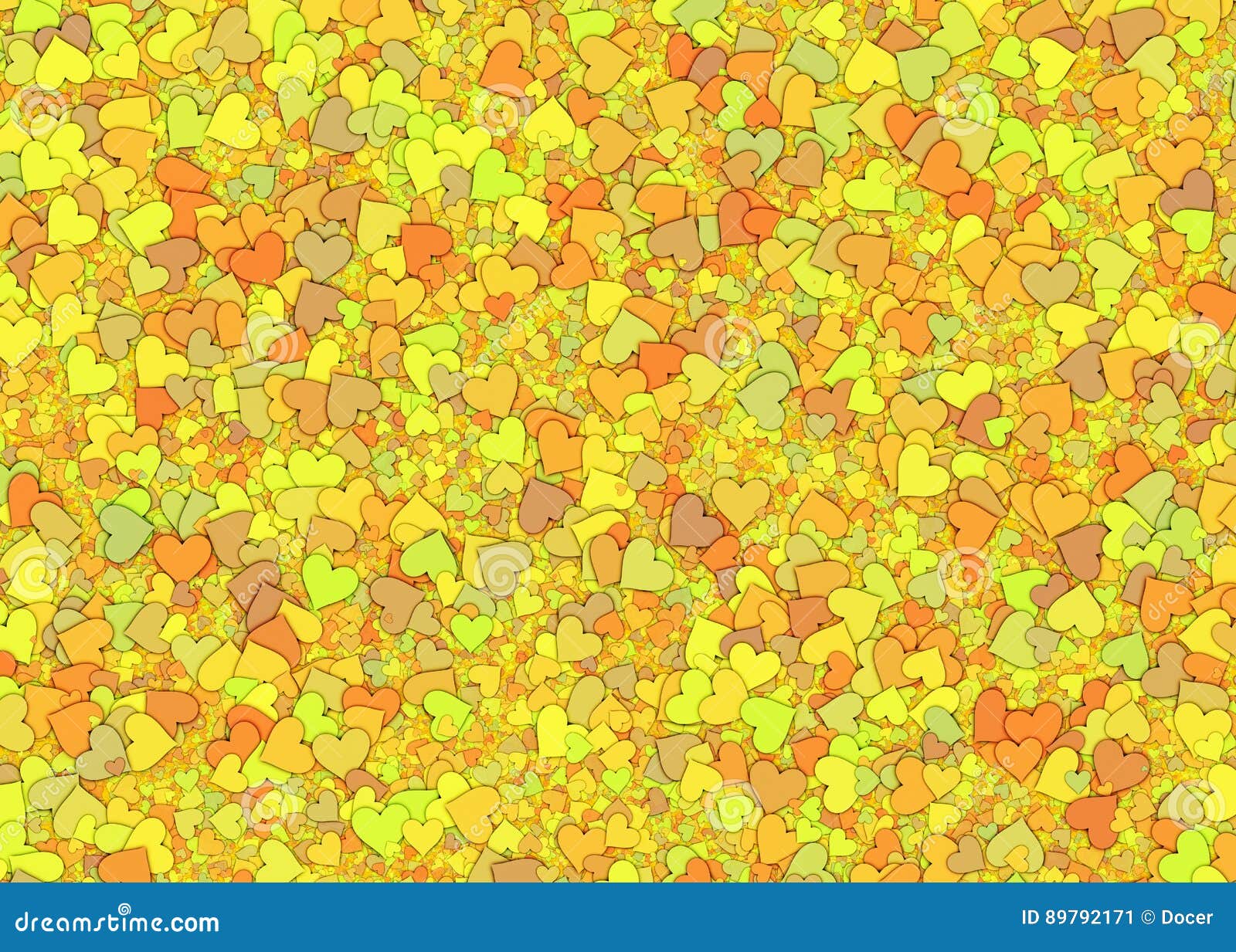 Yellow Hearts Background of Love Symbol Stock Illustration