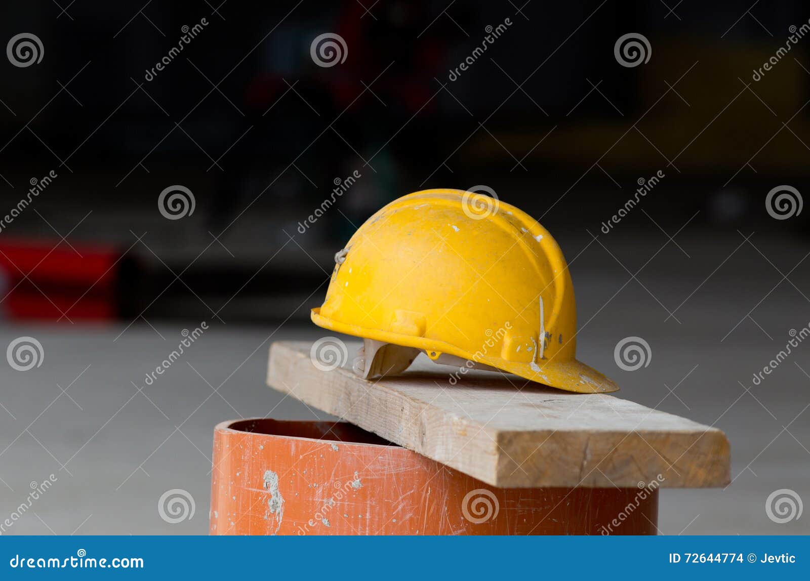 Yellow Helmet at Construction Site Stock Photo Image of protection
