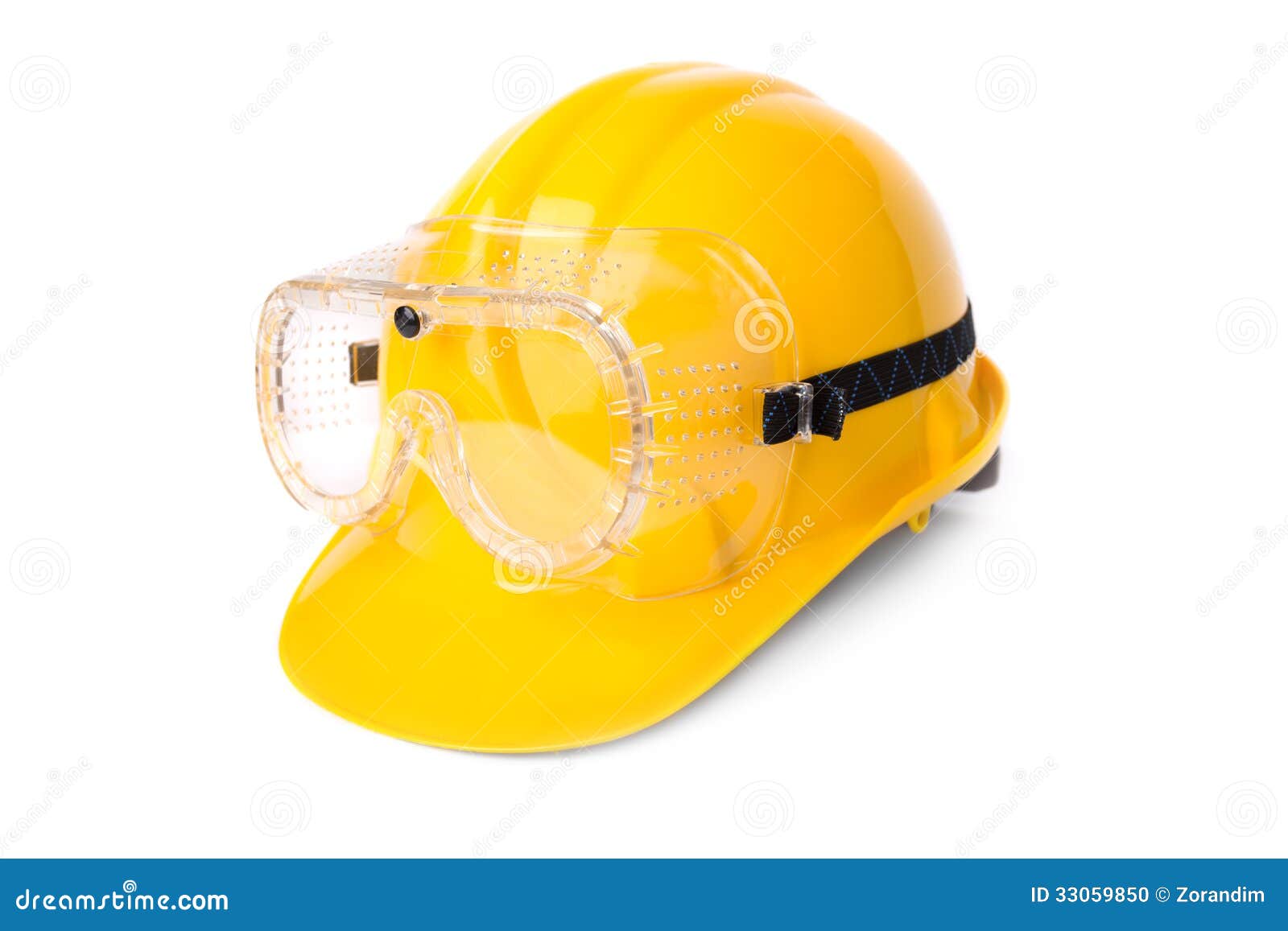 Yellow helmet with goggles stock photo. Image of clothes 33059850
