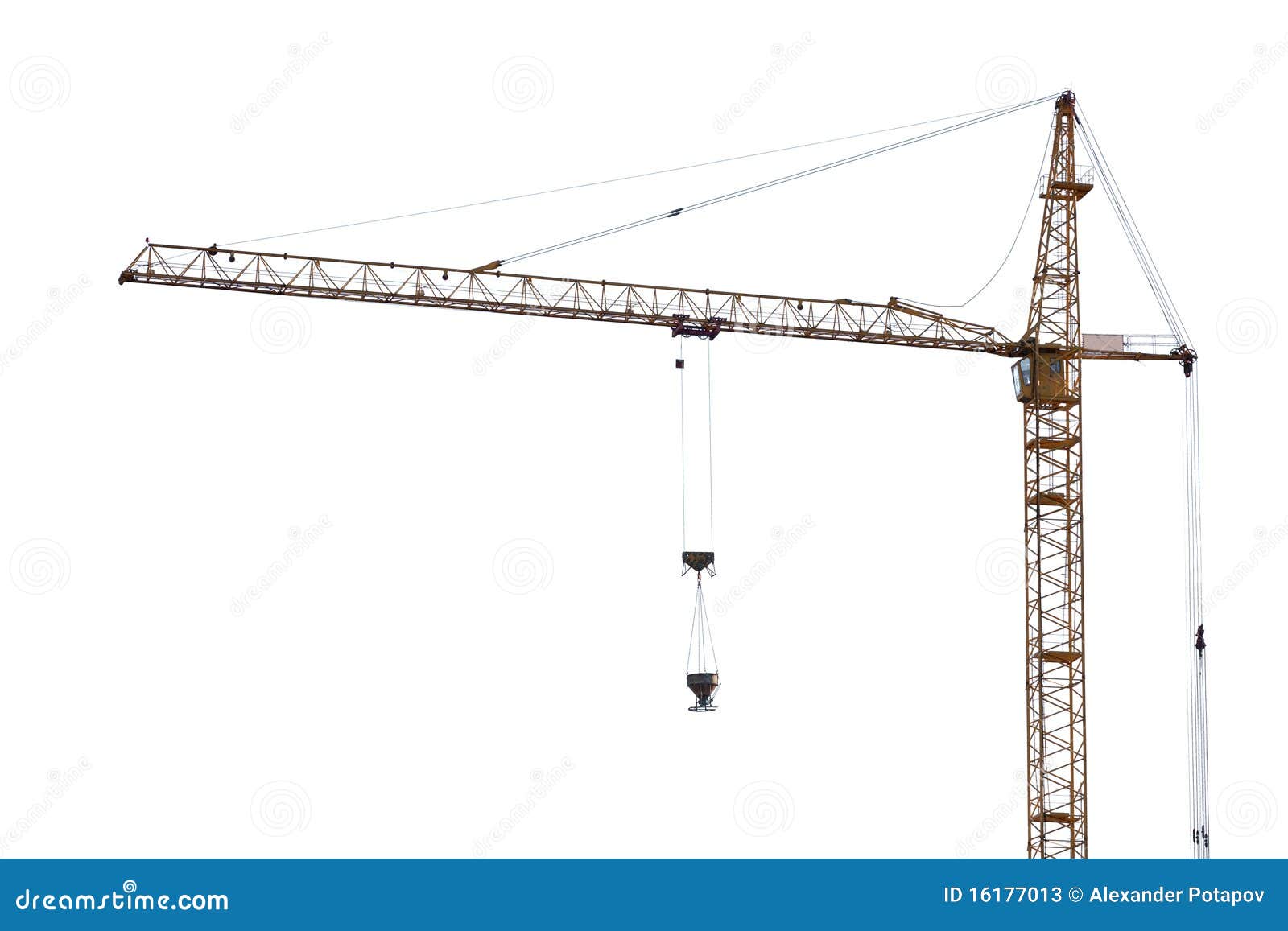 yellow hoisting crane on white