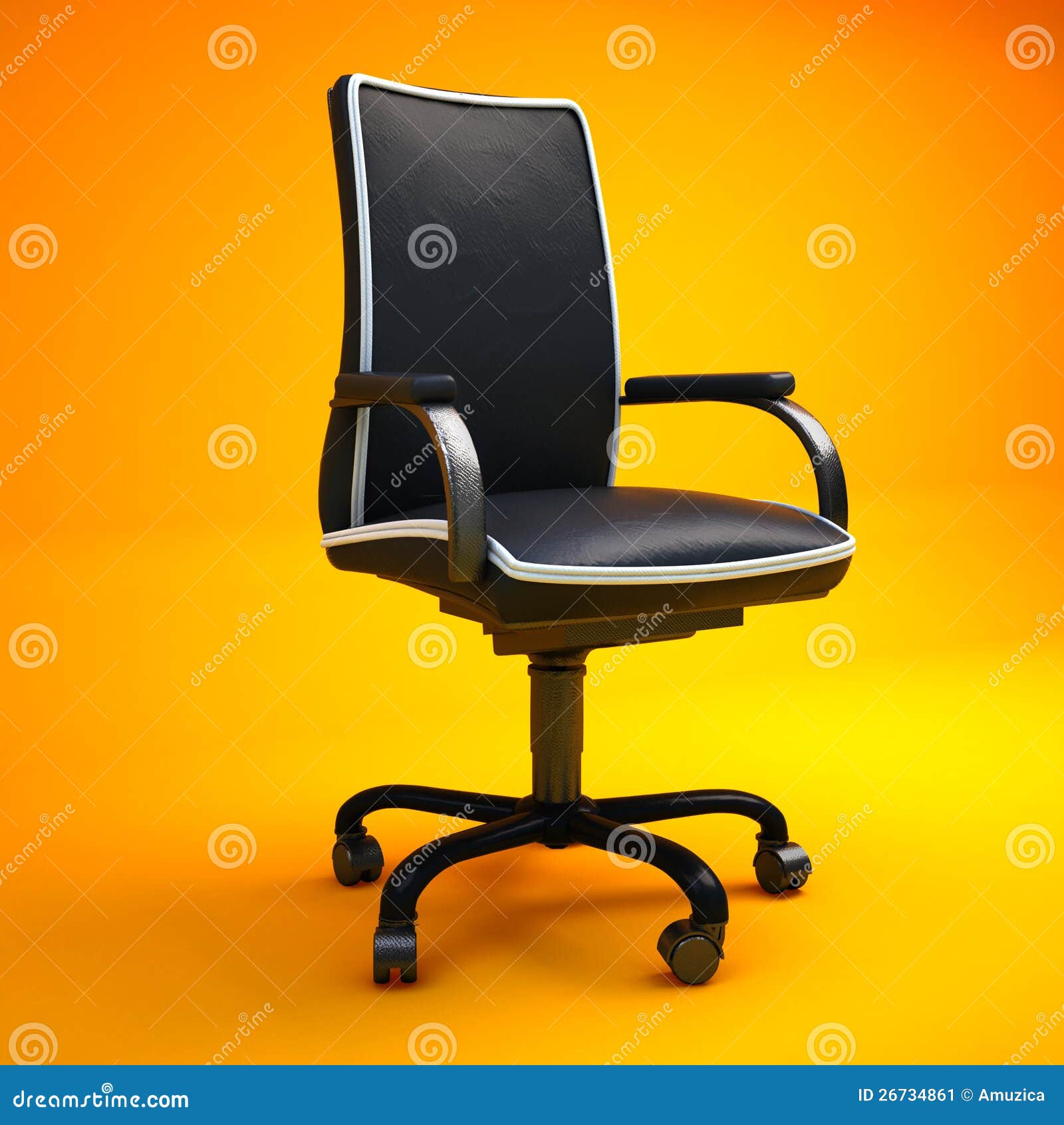 Yellow Interior with Office Chair Stock Illustration Illustration of