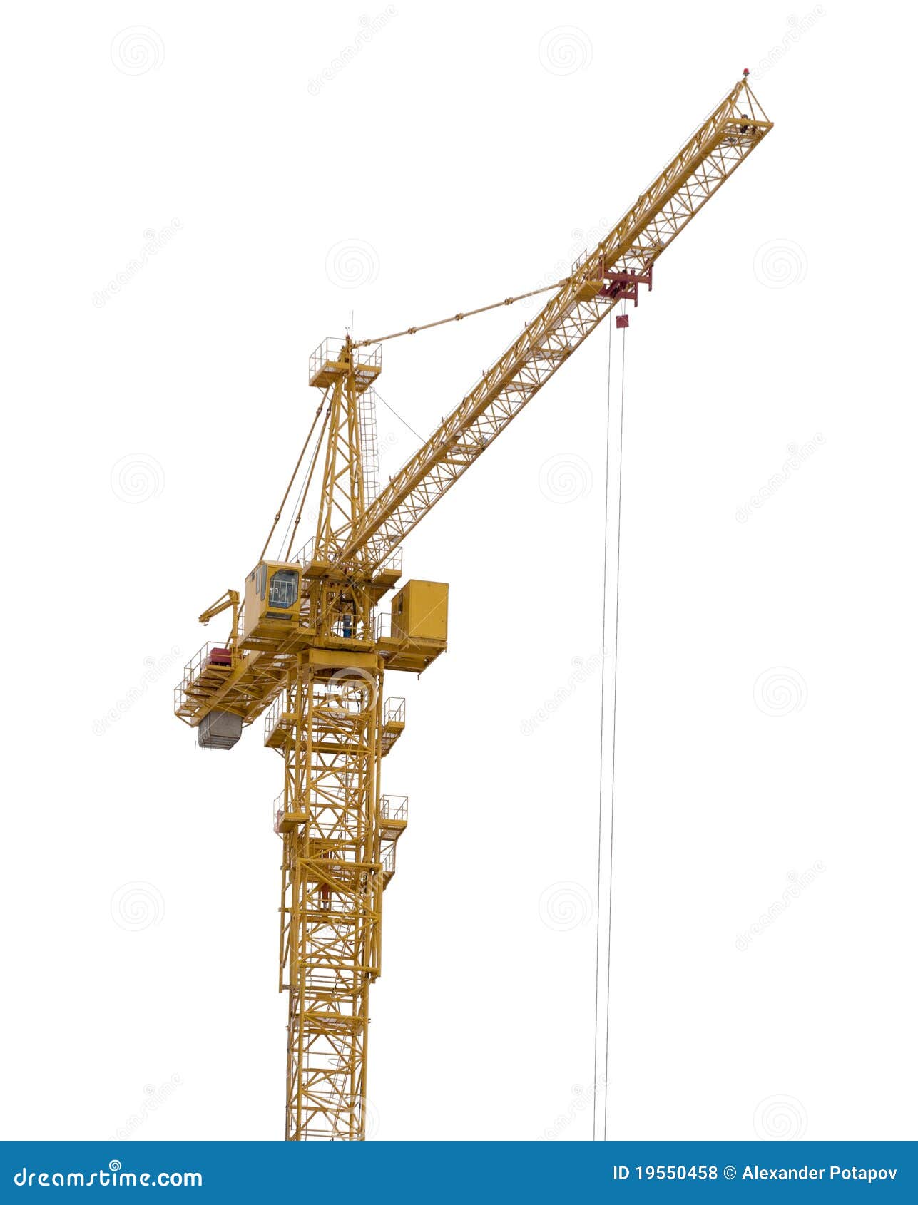 yellow  on white hoisting crane