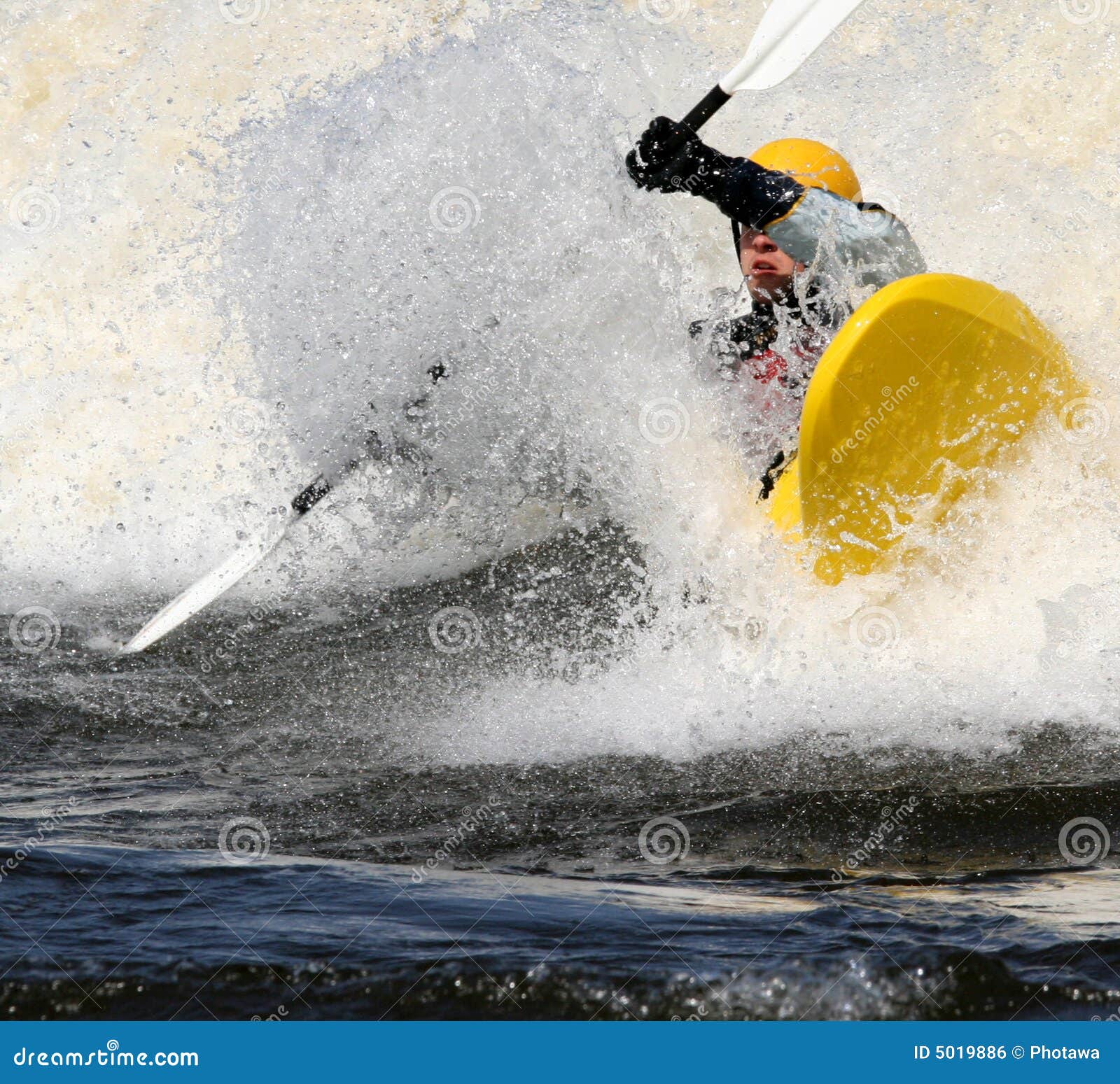 Yellow Kayak Splash editorial photo. Image of spring, champlain 5019886