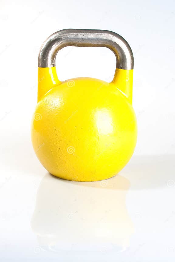 Yellow Kettlebell stock photo. Image of tape, inches 11608392