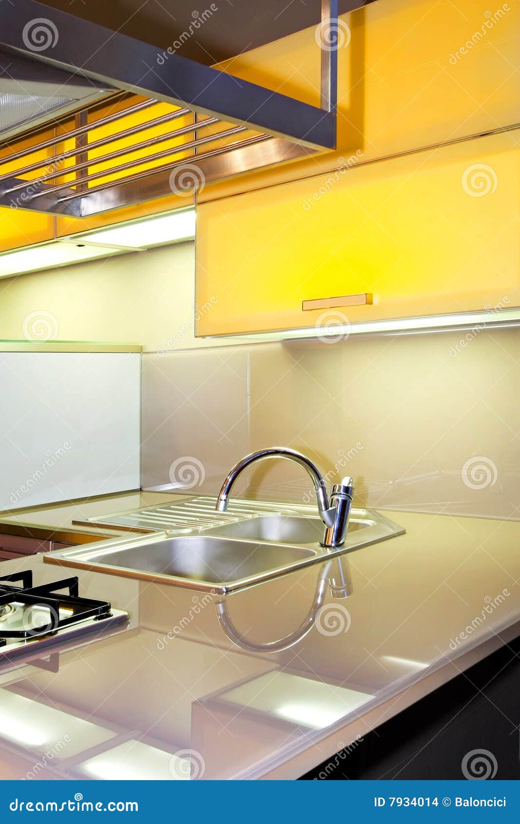Yellow kitchen sink stock photo. Image of counter, home 7934014