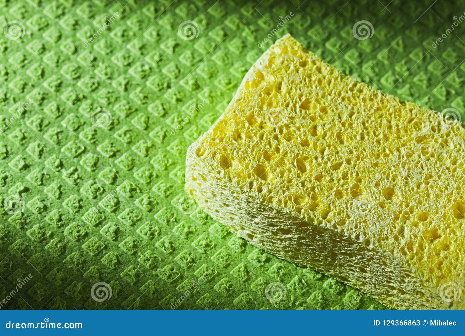 Yellow Kitchen Sponge on Dishcloth Stock Image Image of wasing, cloth 129366863