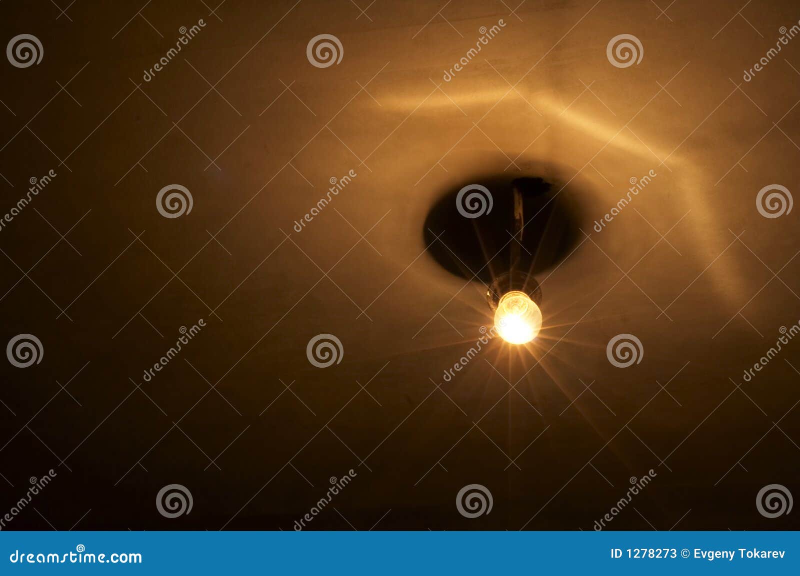 Yellow Lamp in Very Dark Room Stock Image Image of brown, glow 1278273