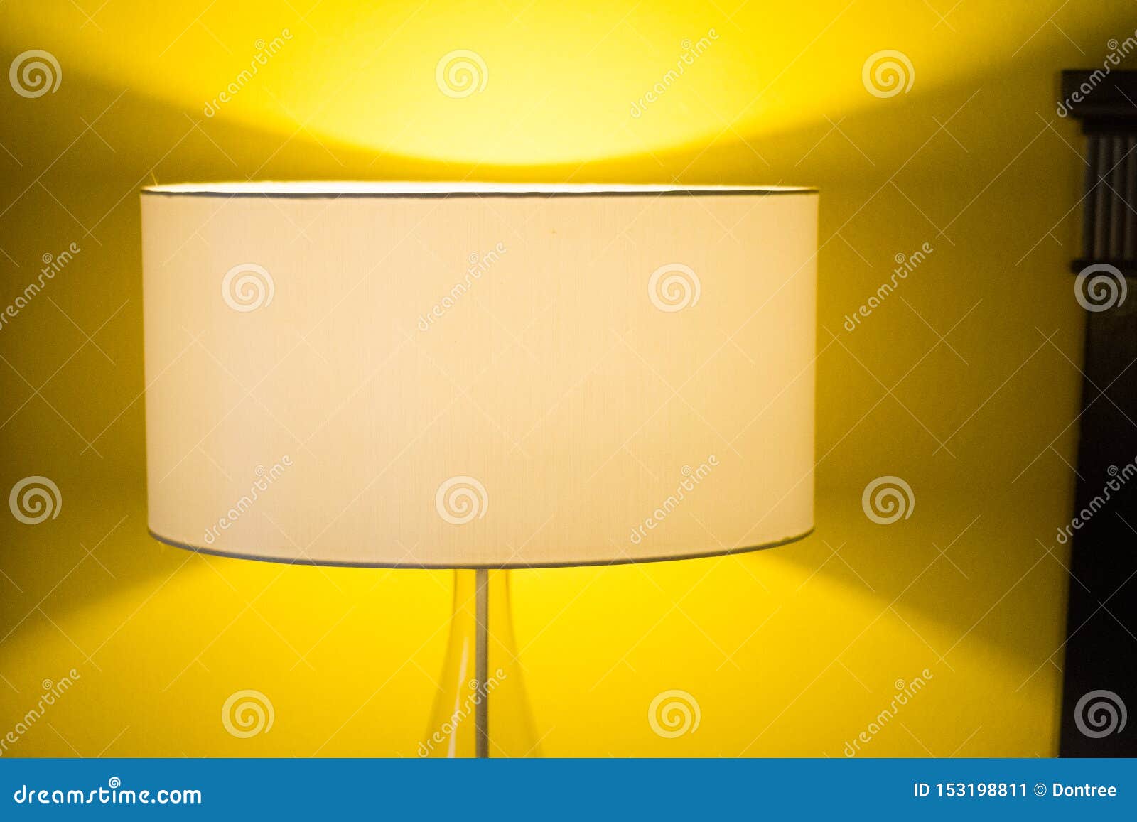 Yellow Lamp with Warm Yellow Light Stock Image Image of house