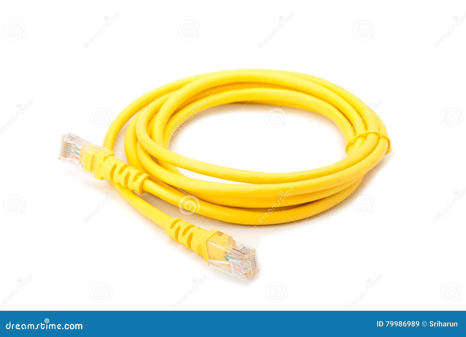 Yellow LAN cable stock image. Image of link, closeup 79986989