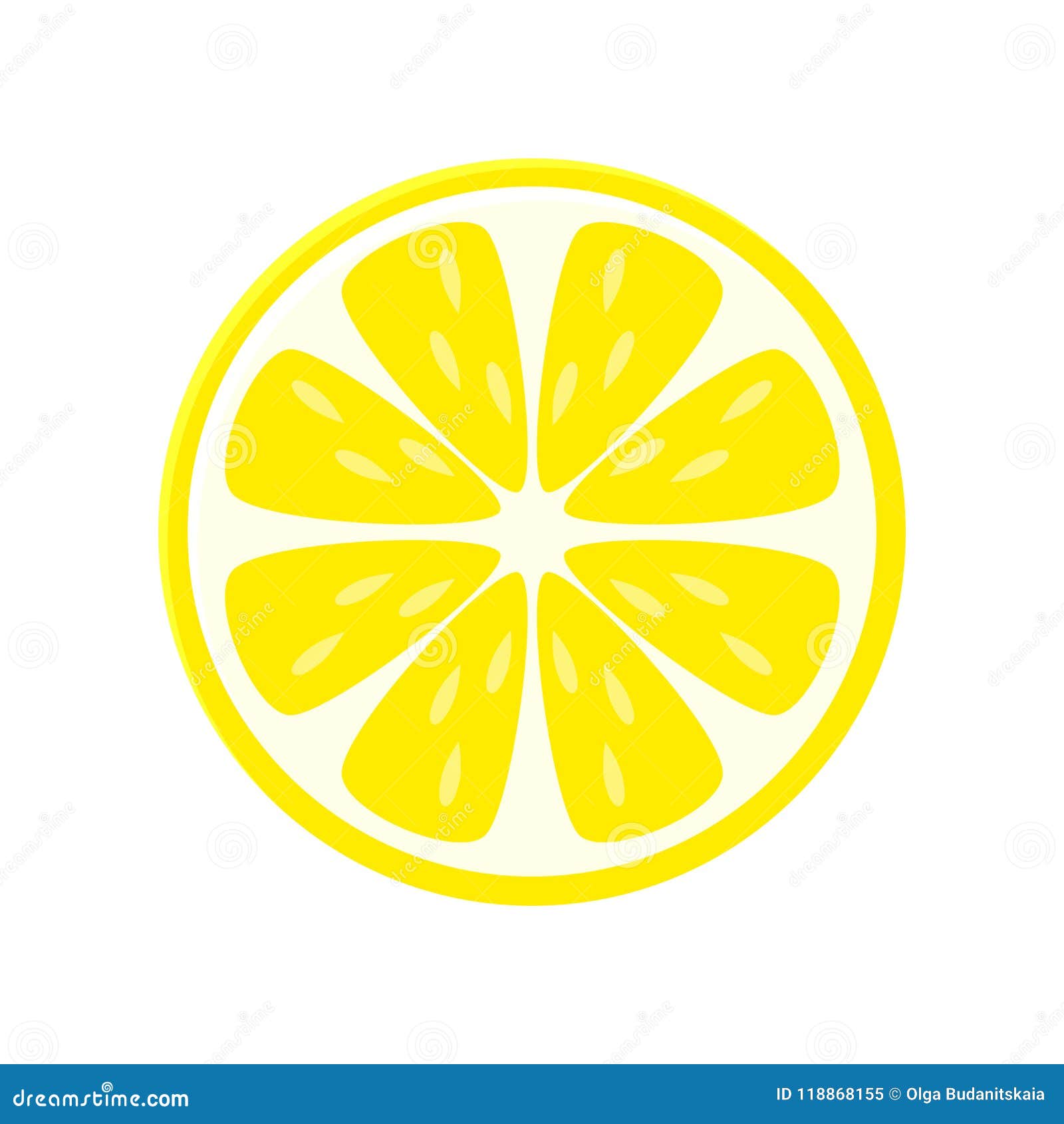 Yellow Lemon Slice Vector Illustration Isolated on White Backgro Stock ...