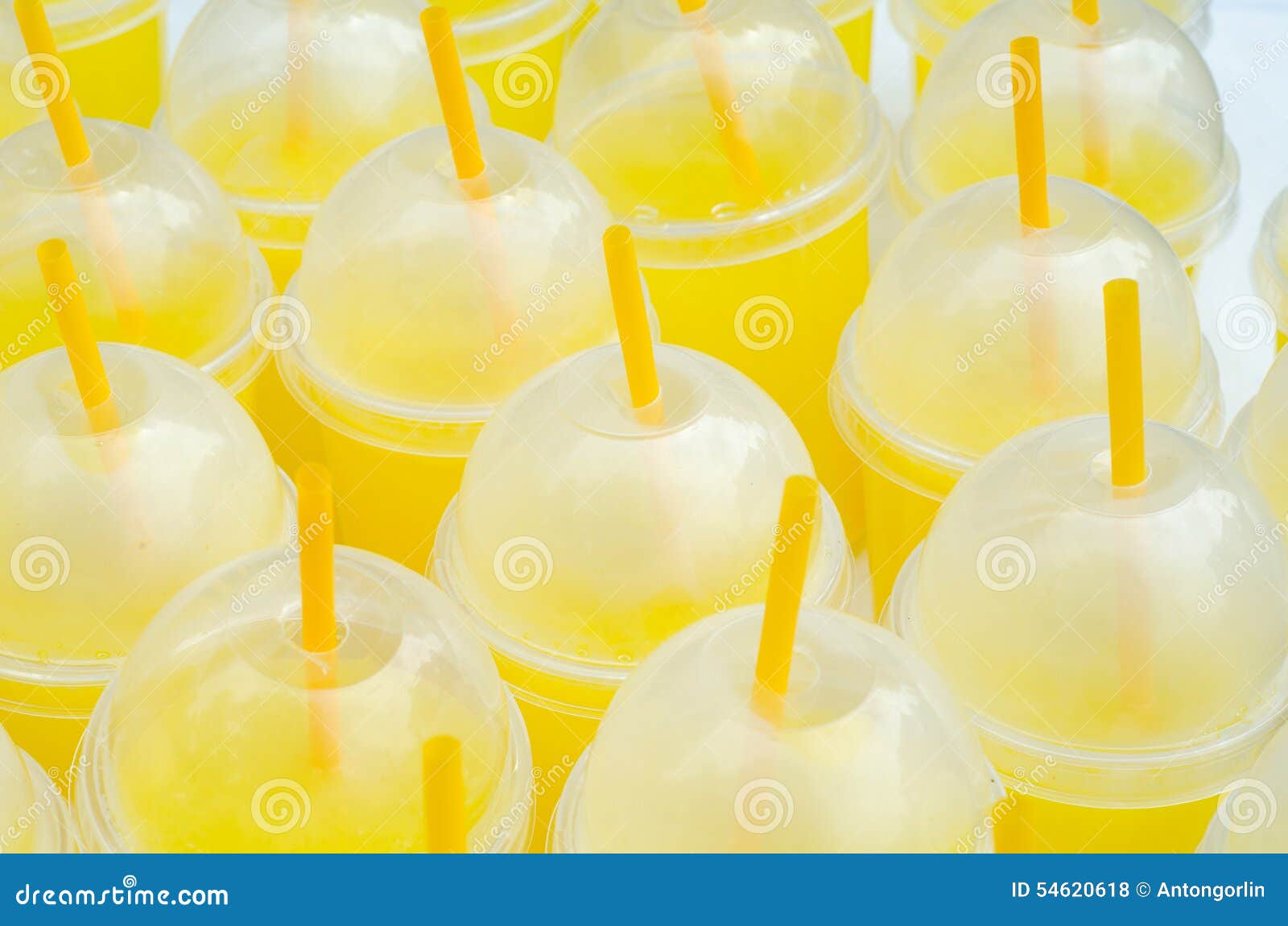 Yellow Lemonade Plastic Cups Stock Photo Image of orange, beverage 54620618