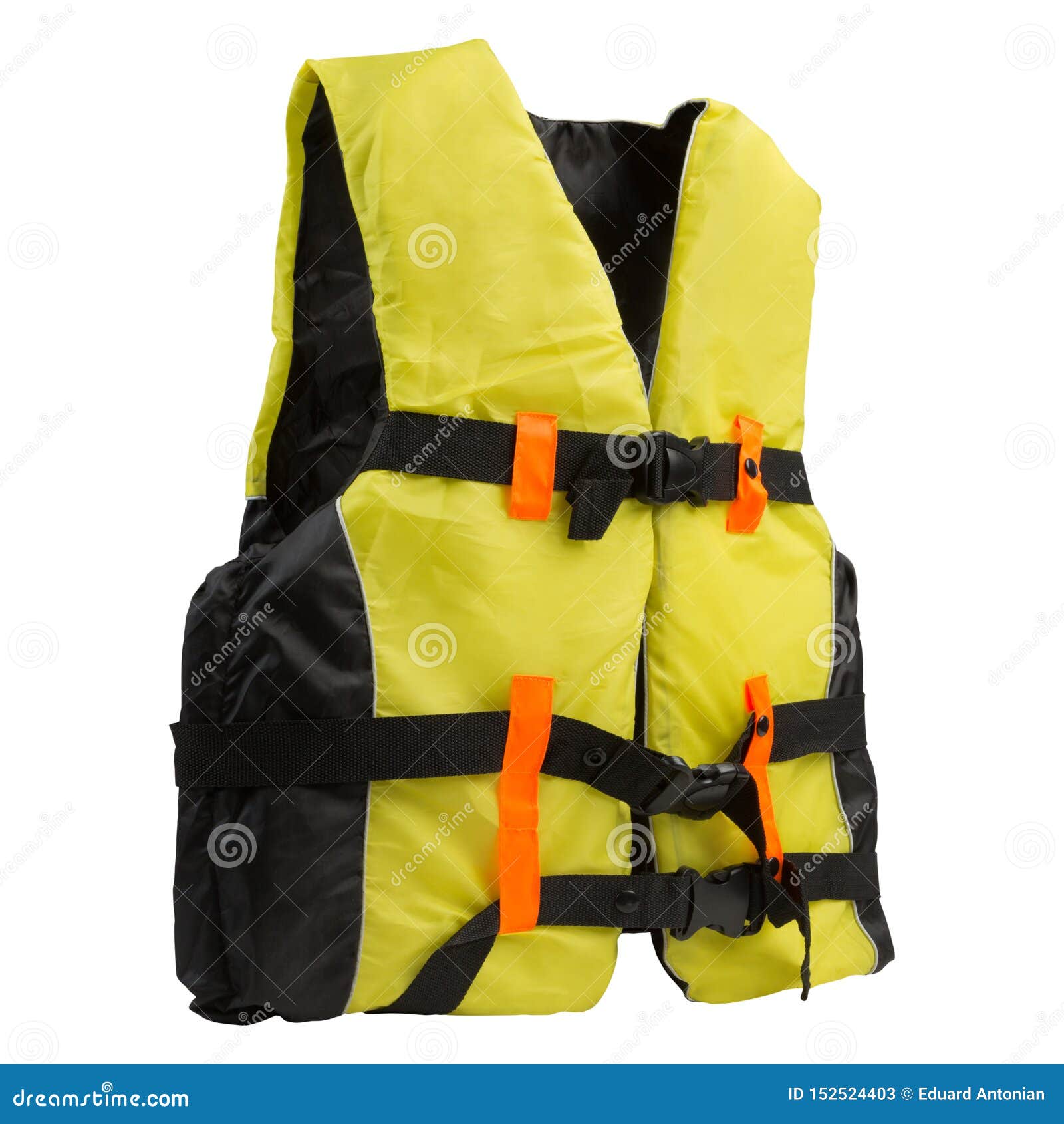 Yellow Life Jacket, on a White Background, Vest Buttoned Stock Image ...