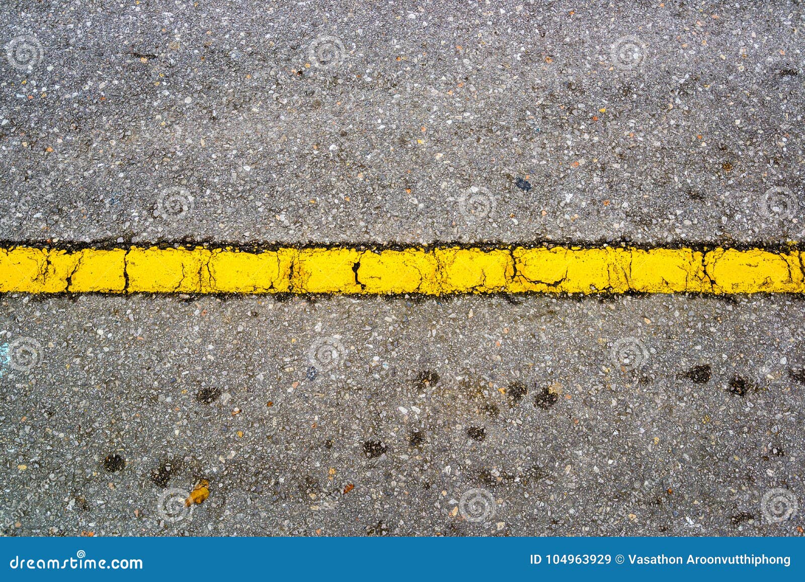 Yellow Line on the Road for Separate between Two Side Stock Image