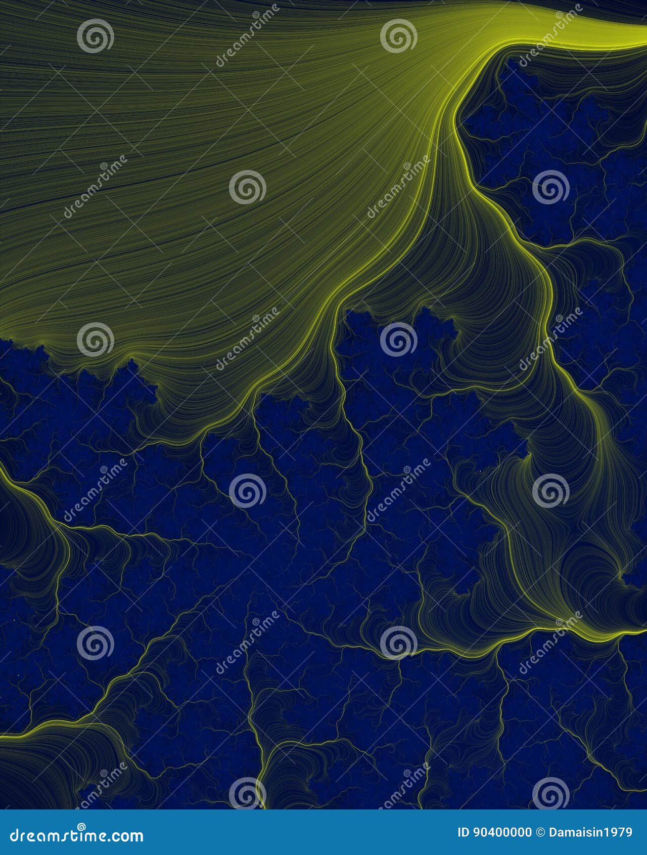 Yellow Lines on Blue Background. Abstract Image Stock Illustration