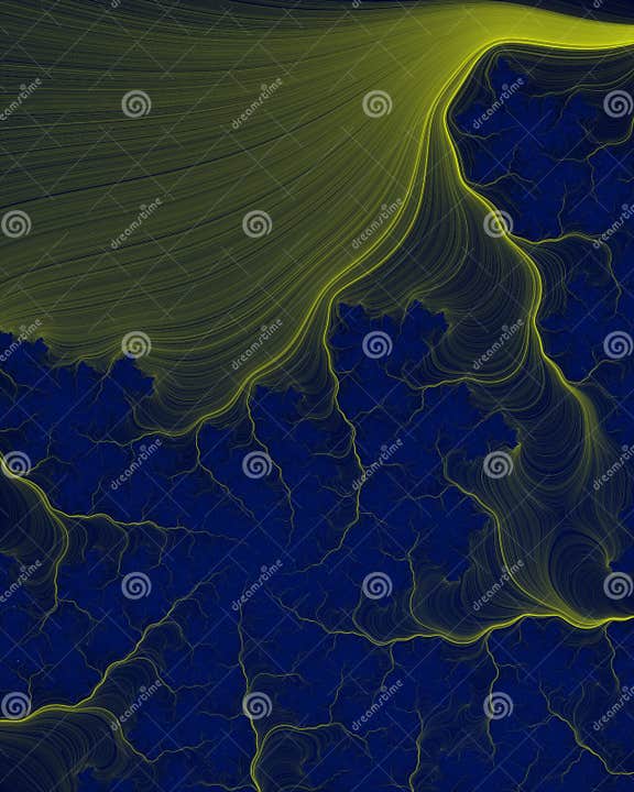Yellow Lines on Blue Background. Abstract Image Stock Illustration